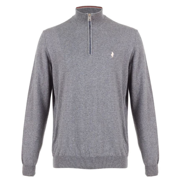 PULL COL DEMI-ZIP COTON et LAINE