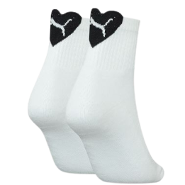 Puma Women Heart Logo Short Crew Blanches – Lot de 2 Paires de Chaussettes Femme