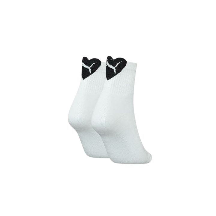 Puma Women Heart Logo Short Crew Blanches – Lot de 2 Paires de Chaussettes Femme