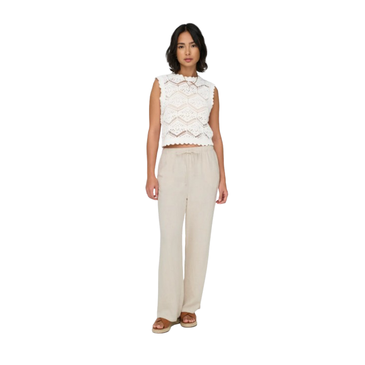 ONLSIESTA MW PULL-UP LINEN BL PNT N