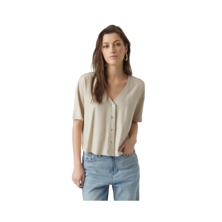 VMMYMILO 2/4 V-NECK SHIRT WVN NOOS