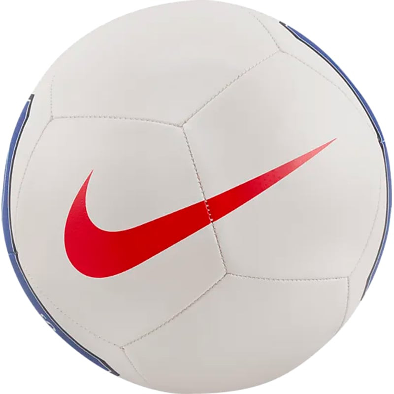 Ballon de football Nike Paris Saint-Germain Pitch sur fond blanc, vue de face avec logo PSG et desig