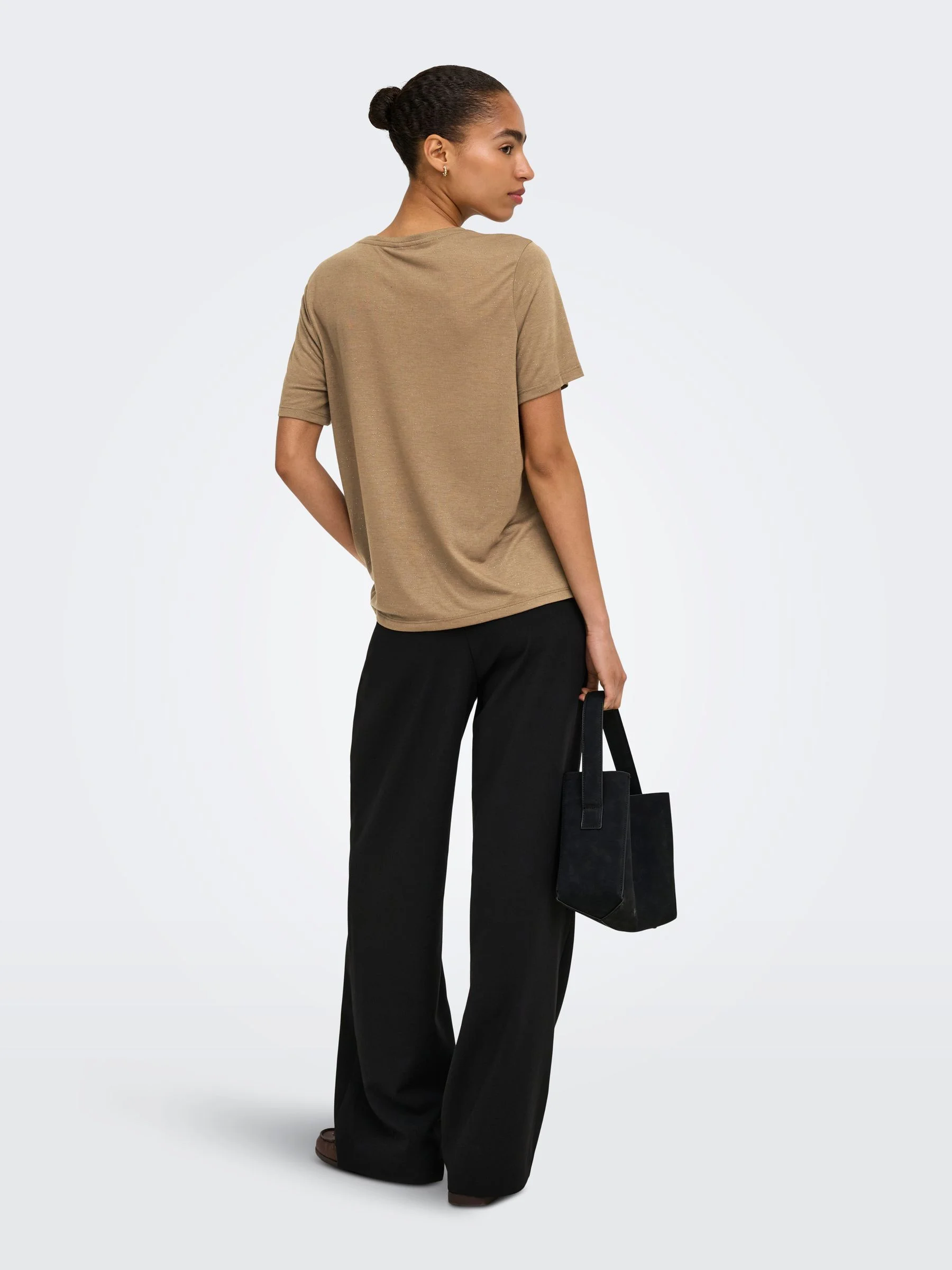 ONLY ONLKIA V-Neck Top scintillant - Jersey doux & élastique