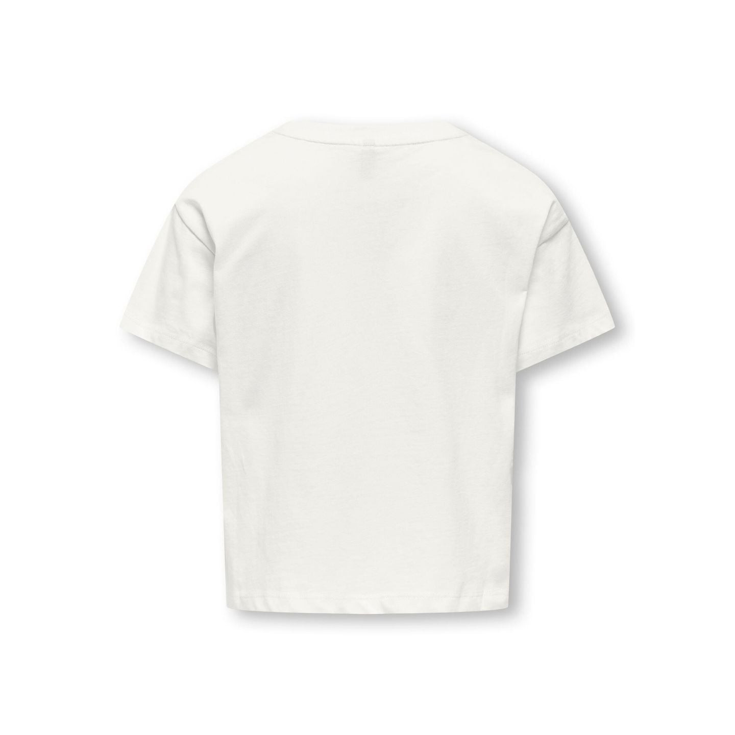 Gros plan packshot de la broderie cœur sur le t-shirt croppé Kids Only pour filles, montrant couture