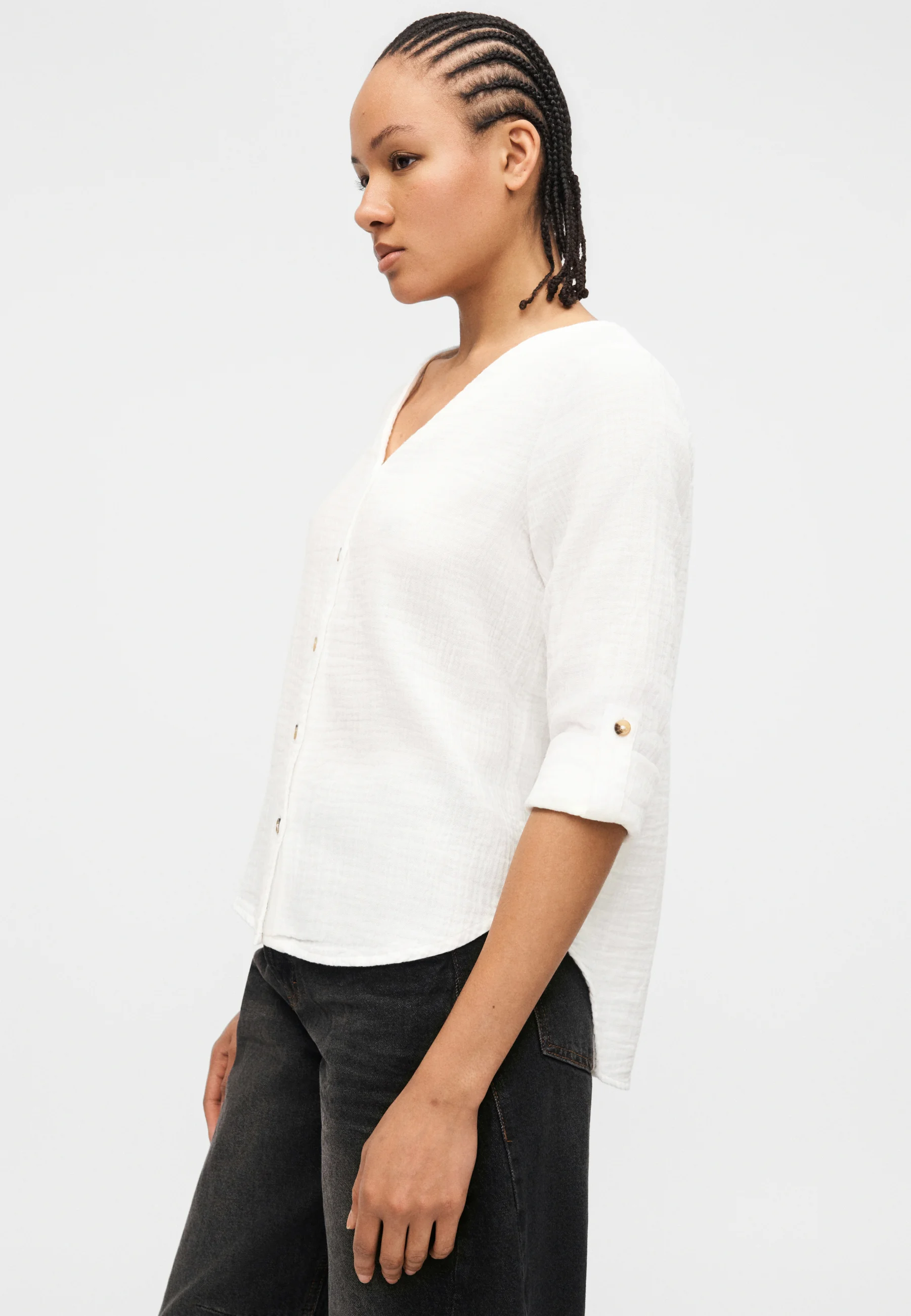 ONLY - Haut V-Neck Tape Top en Coton Bio, Décontracté & Élégant