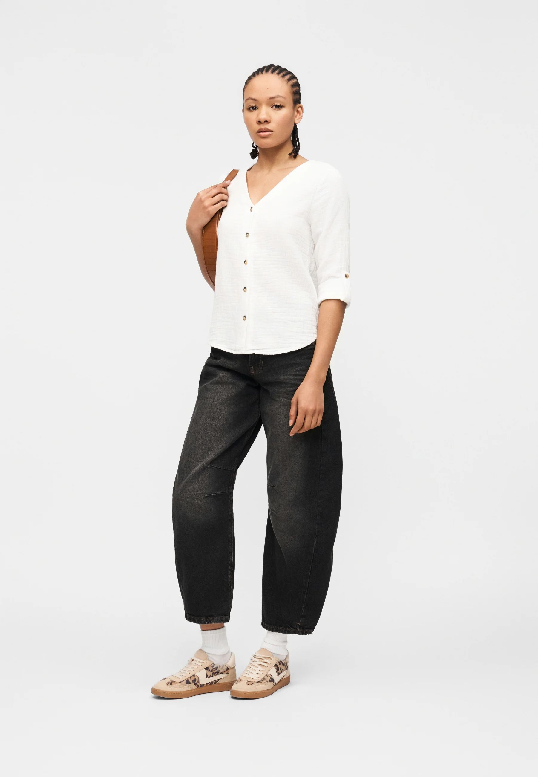 ONLY - Haut V-Neck Tape Top en Coton Bio, Décontracté & Élégant