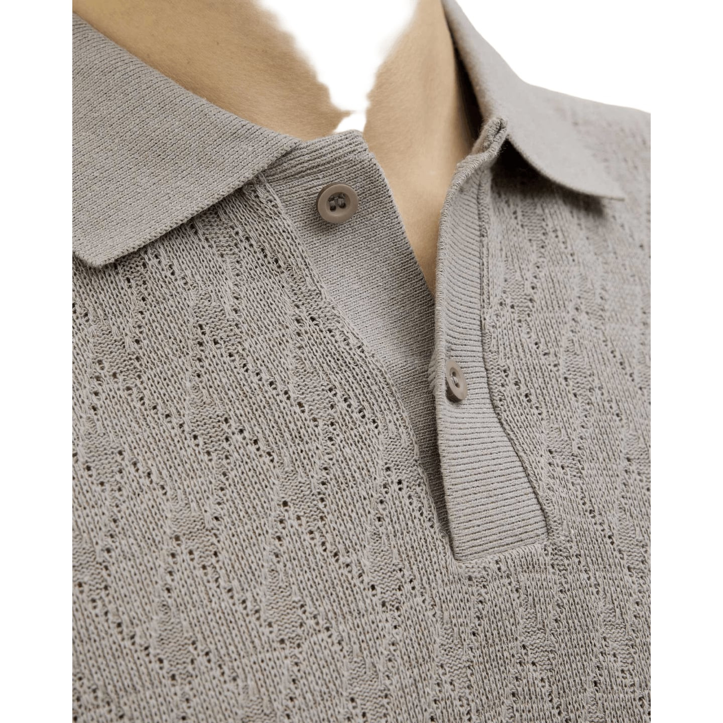 Gros plan sur la texture jacquard du Jack & Jones Polo Jacquard Jprblatrent Manches Courtes Regular 