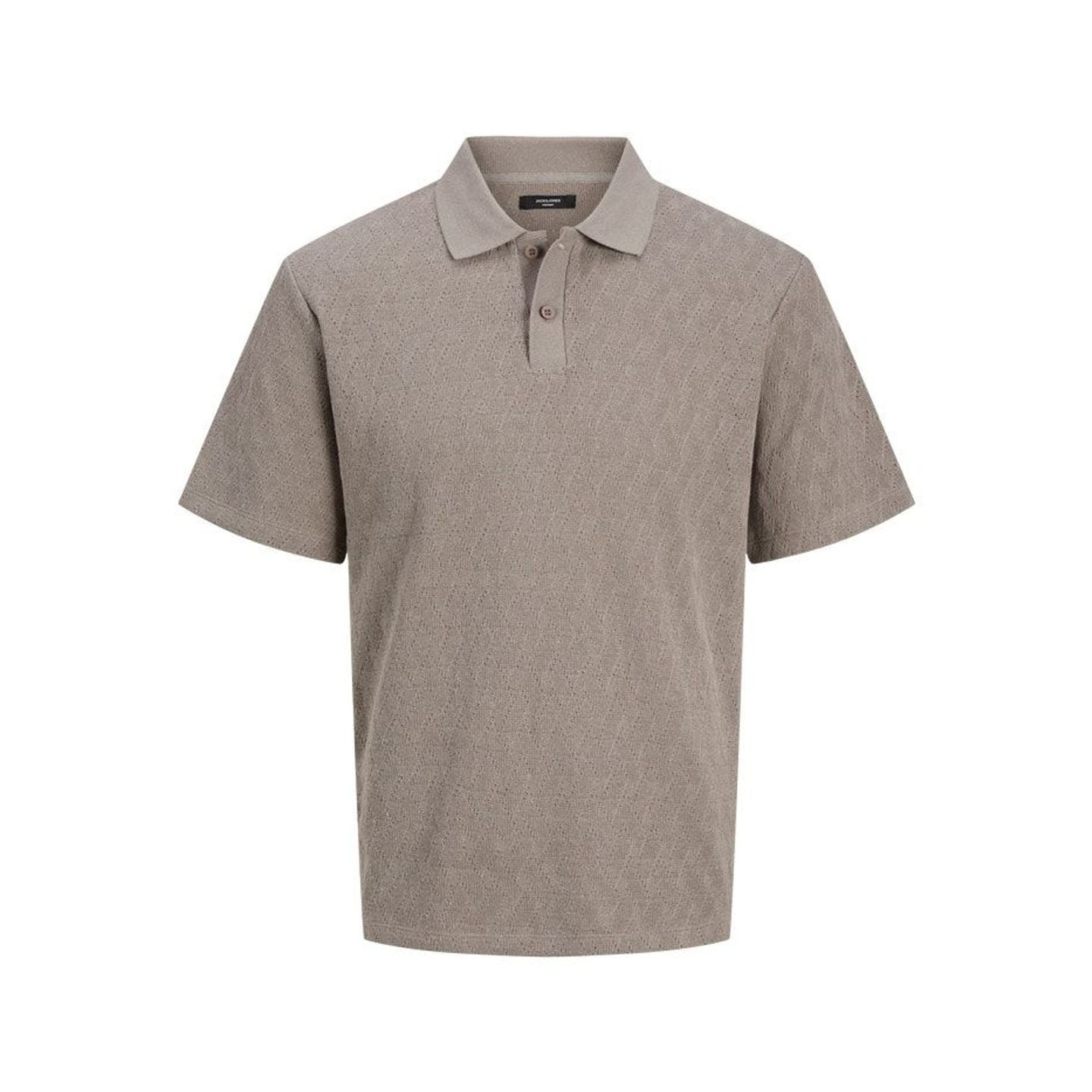 Vue de face du polo jacquard homme JACK&JONES PREMIUM 2011596 à manches courtes et col boutonné.