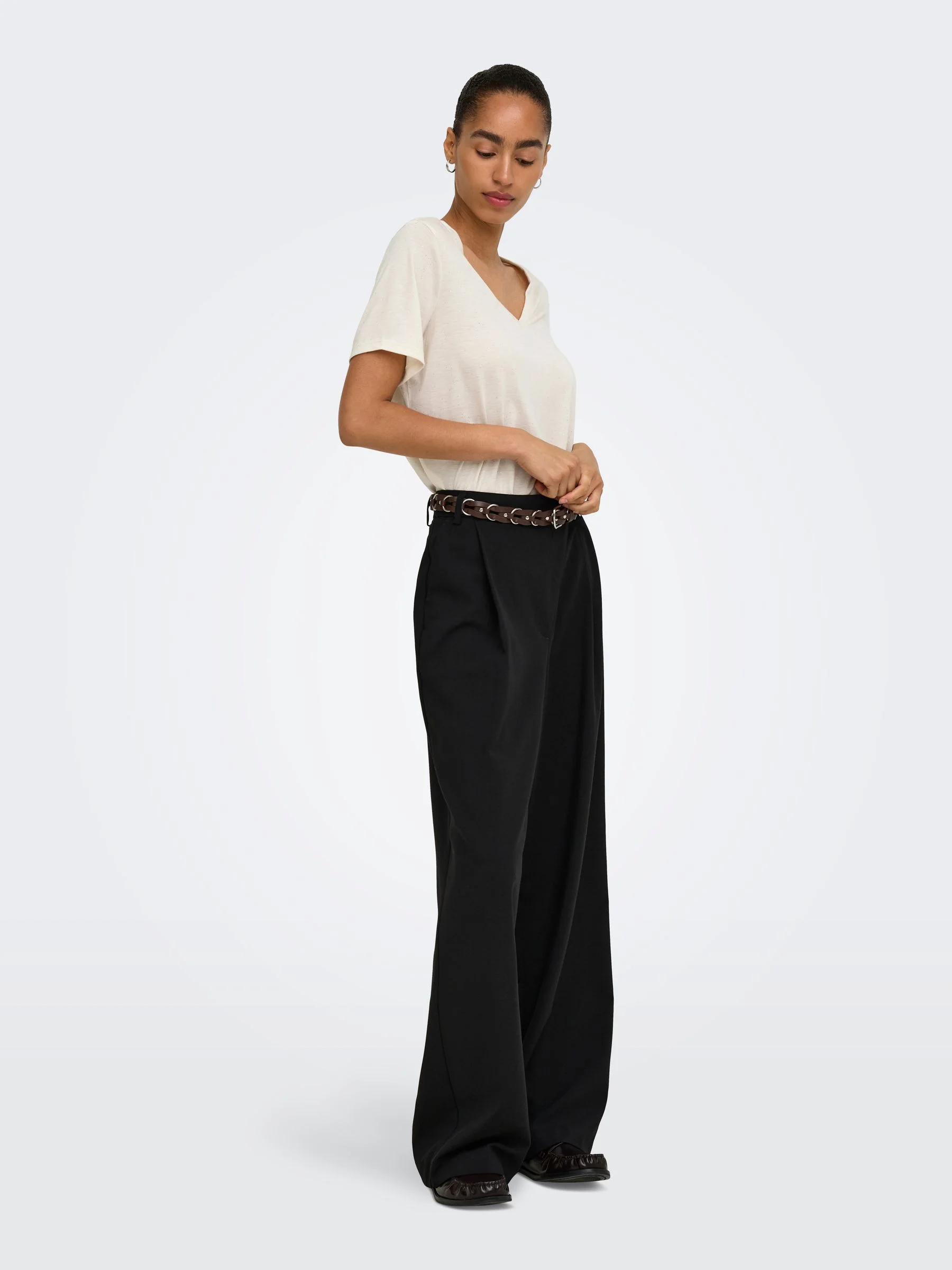 ONLY - Débardeur V-Neck Pailleté S/S, Coupe Régulière & Confort