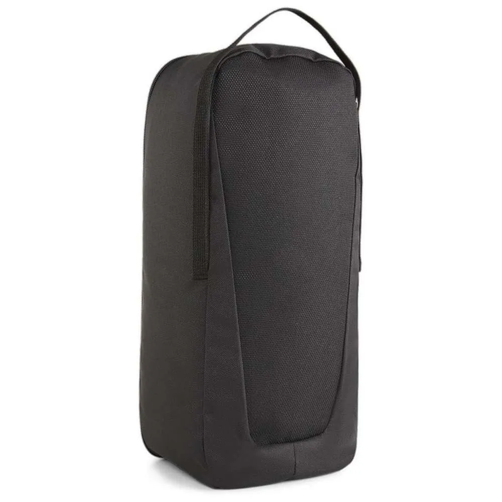 PUMA 2011576 shoe bag packshot showing top zipper, PUMA Cat logo, and reinforced handle on white bac
