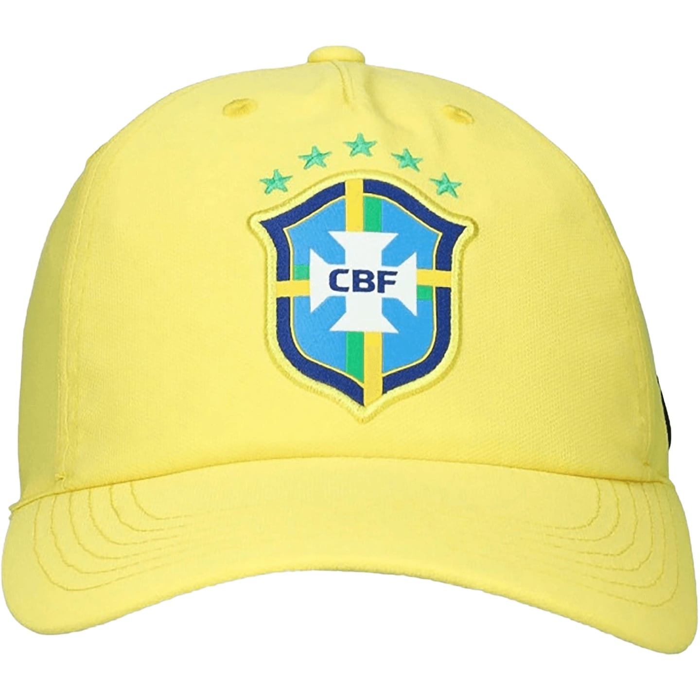 Casquette Nike Club Brazil Poly junior jaune, vue de profil, montrant la forme de la visière.