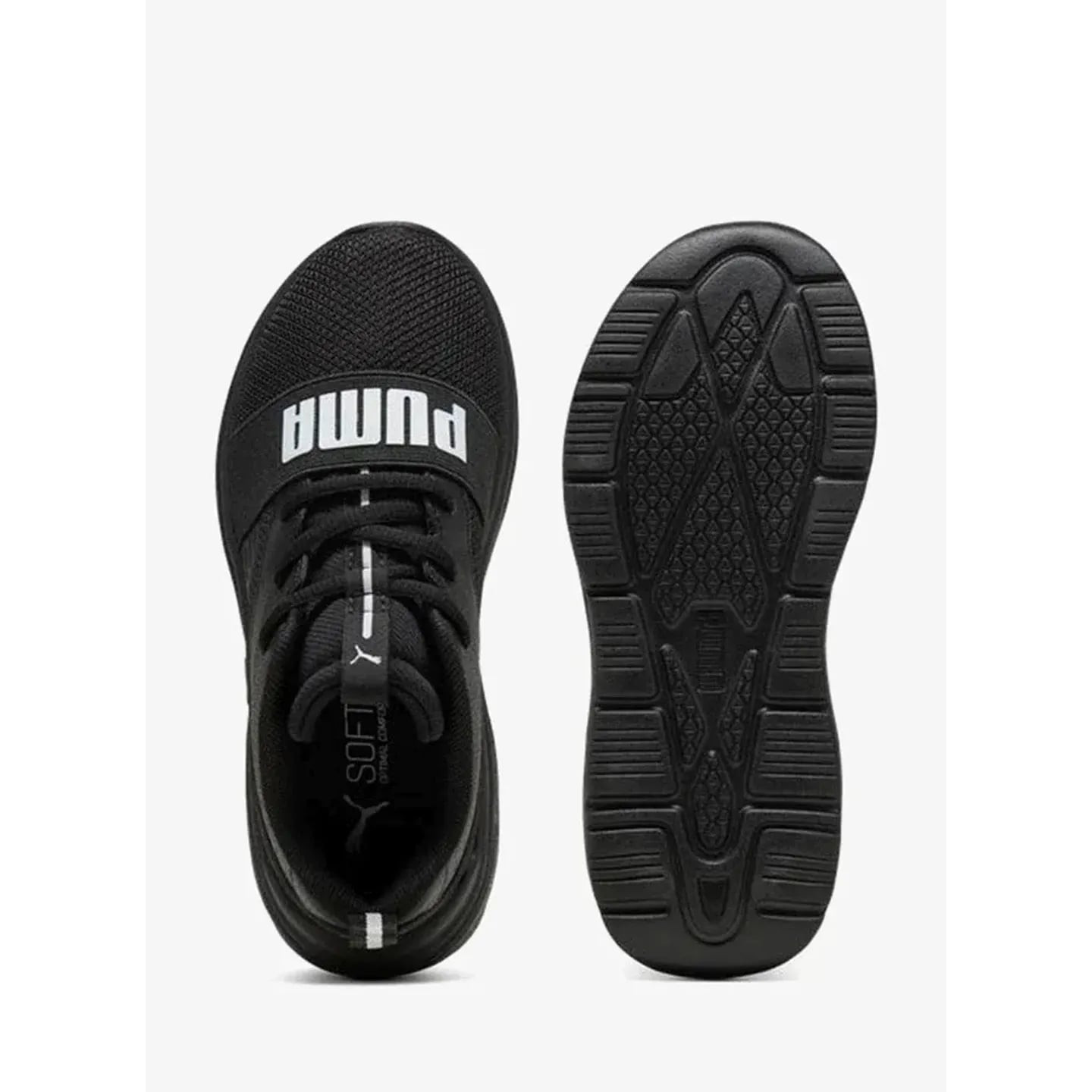 Gros plan sur la languette et le système de laçage des PUMA Soft Wired 2 PS