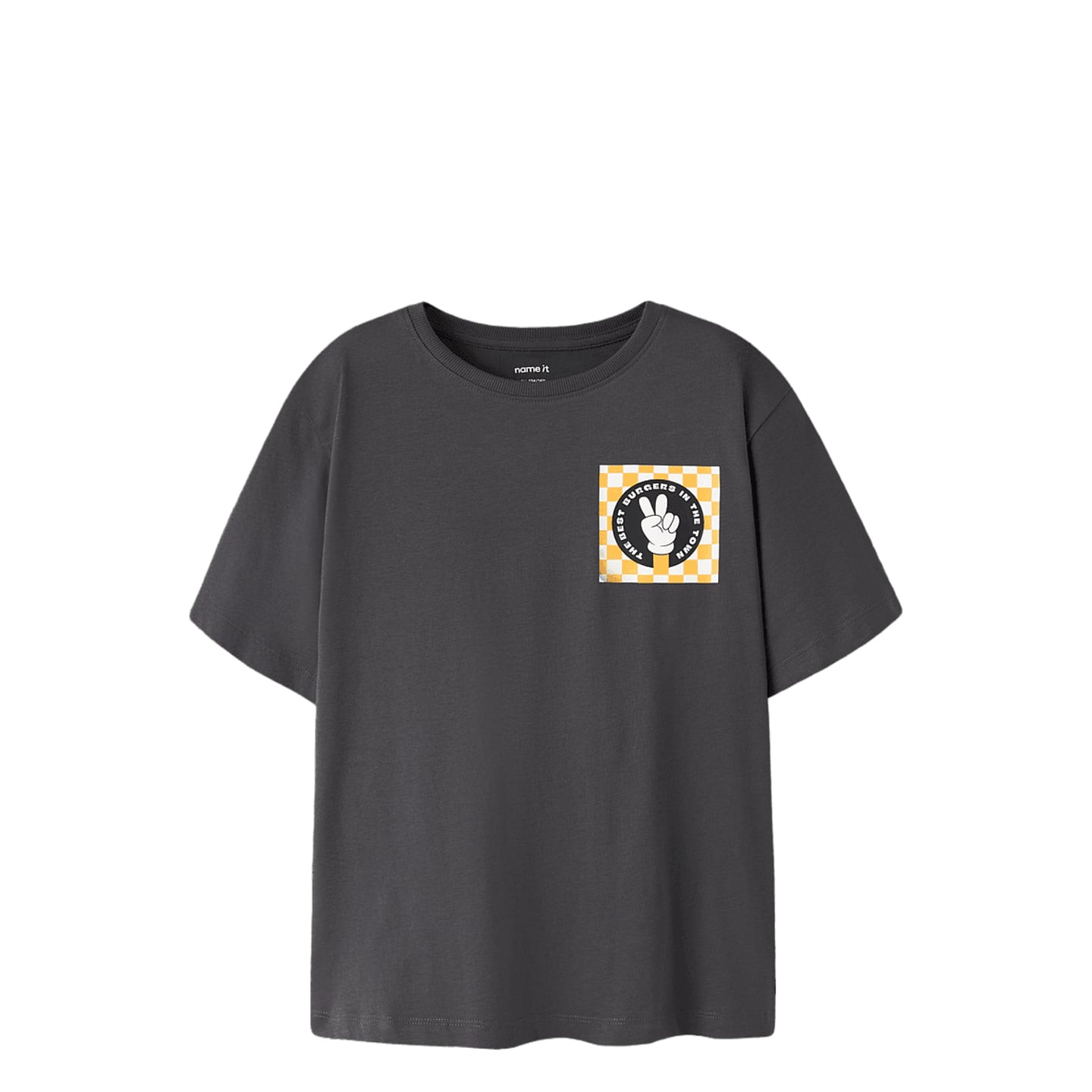 T-shirt enfant NAME IT NKMOLAFF manches courtes col rond, face avant avec motif à carreaux sur la po