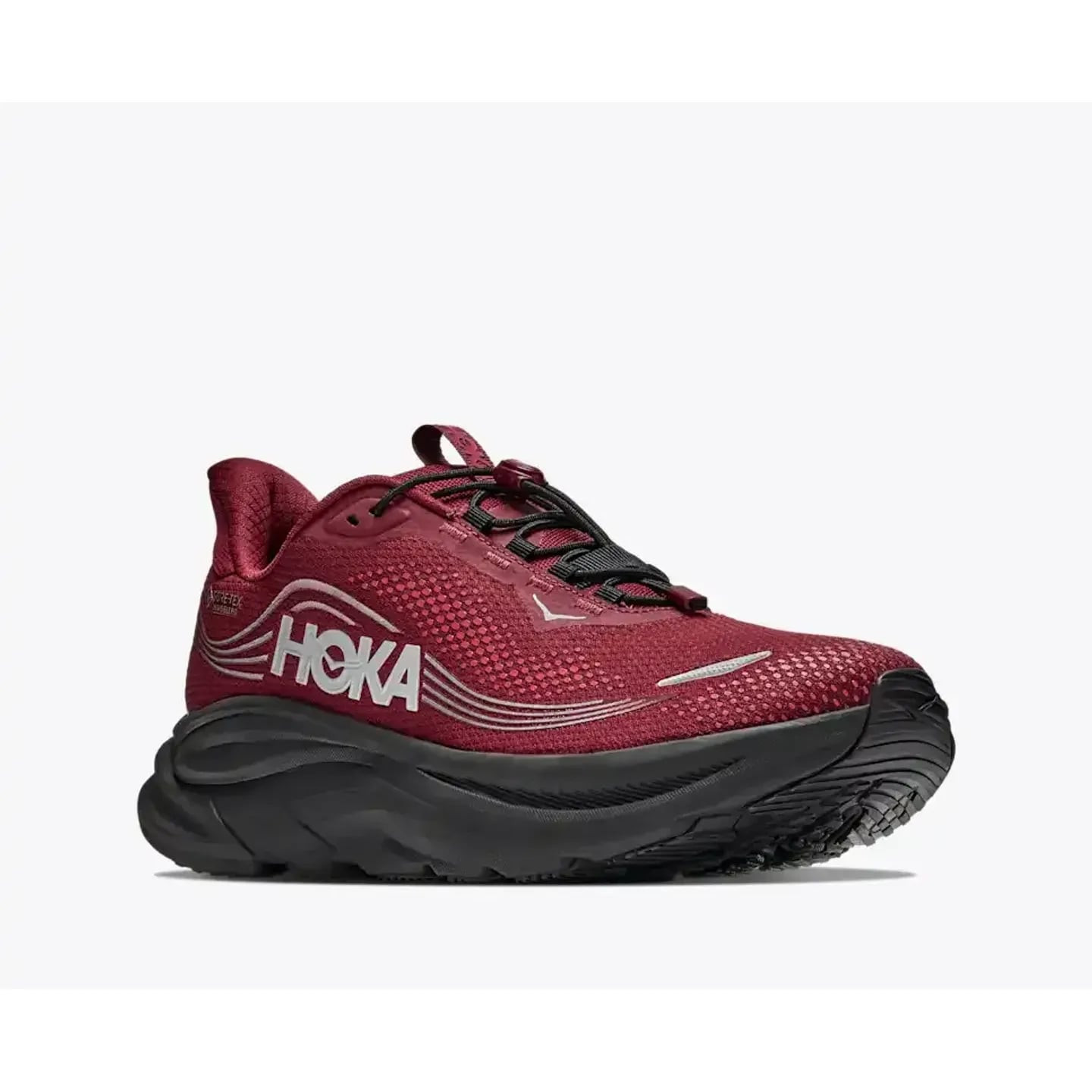 Vue de la semelle de la chaussure HOKA Clifton 11 GTX : caoutchouc Durabrasion et pods pour adhérenc