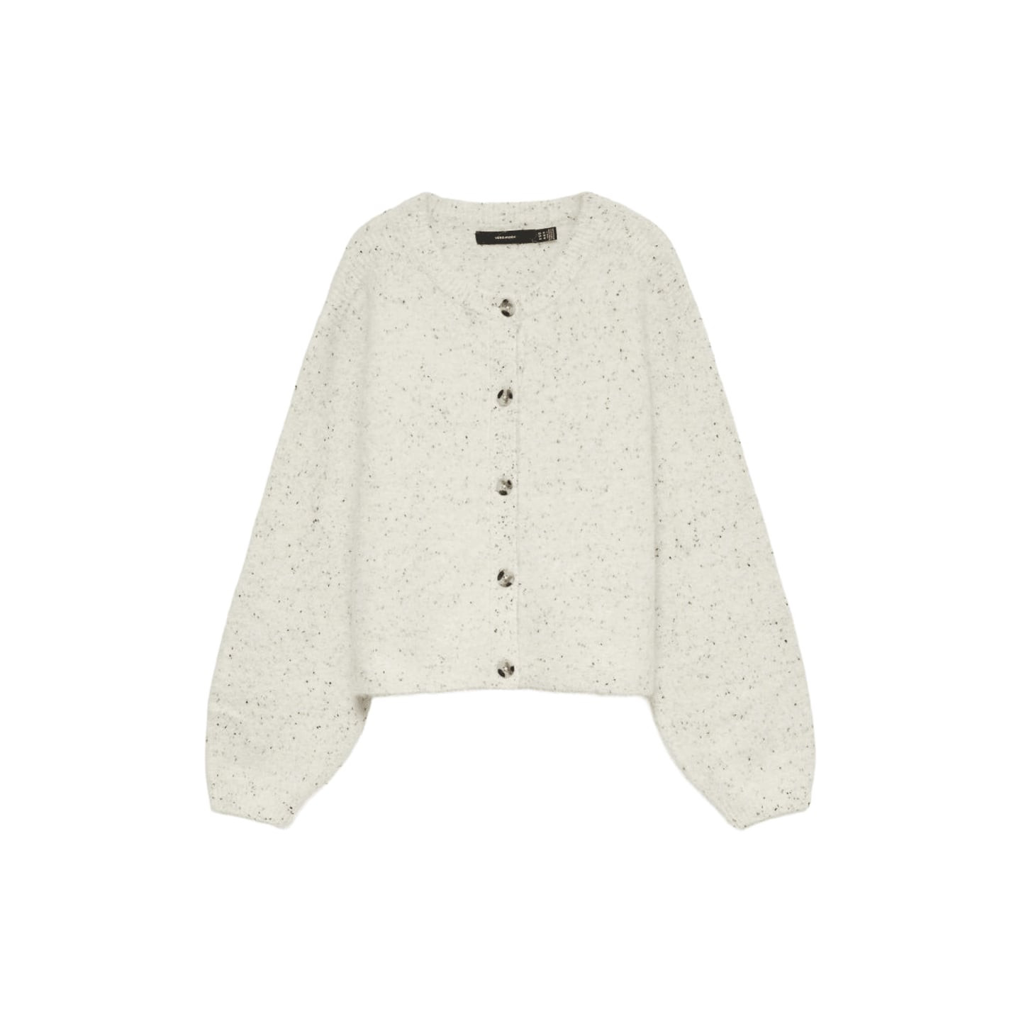 Cardigan en maille VERO MODA VMETTA LS O-NECK à col rond, manches ballon, boutonnage devant, coupe r