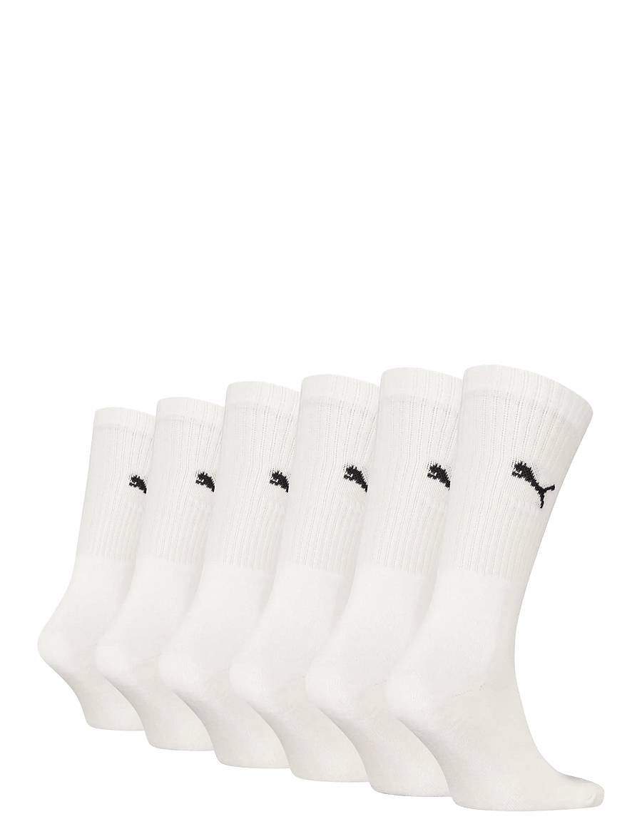 PUMA Unisex Crew Promo 6P packshot with socks displayed on a white background, highlighting the crew