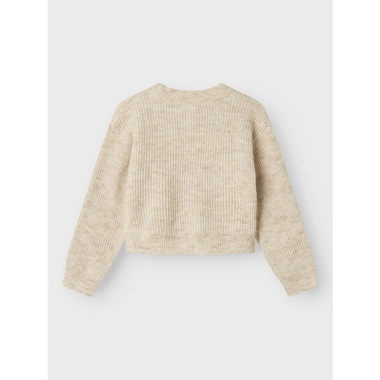 Name It 2071526 pull en tricot beige clair, vue de dos, mettant en valeur la texture côtelée et la c