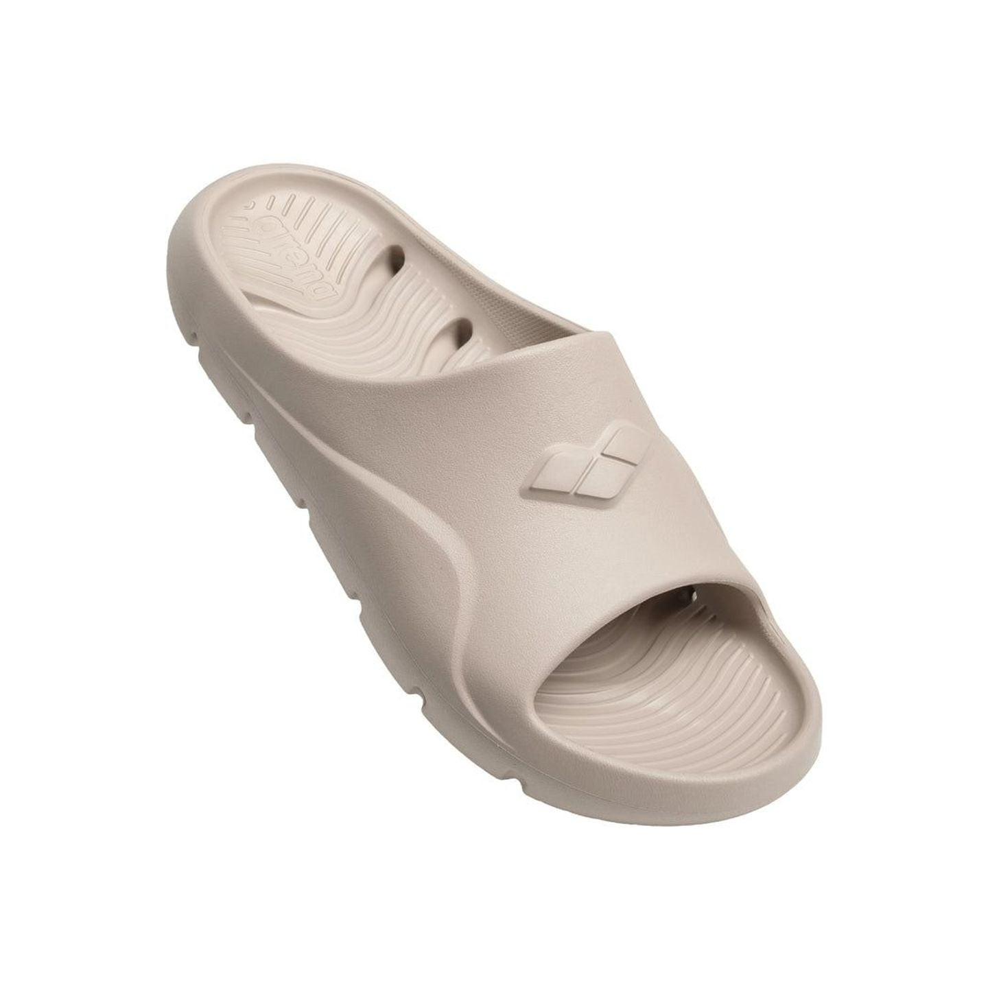 Tongs unisex Arena Hydrosoft Plus en noir/blanc, vue de face montrant la large coupe et le relevé er