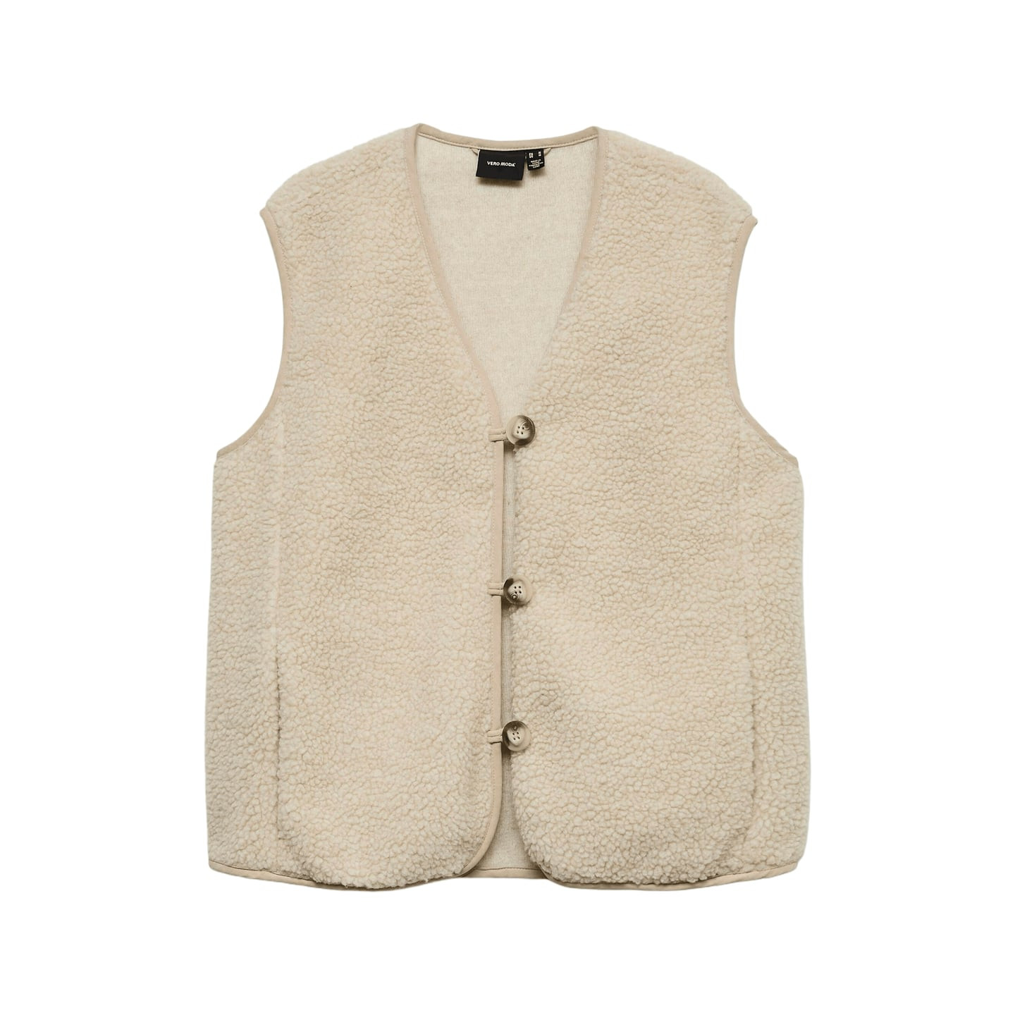 Vue de face en packshot du VERO MODA Gilet Court Sans Manches VMCLEOSOFIA Col En V Femme