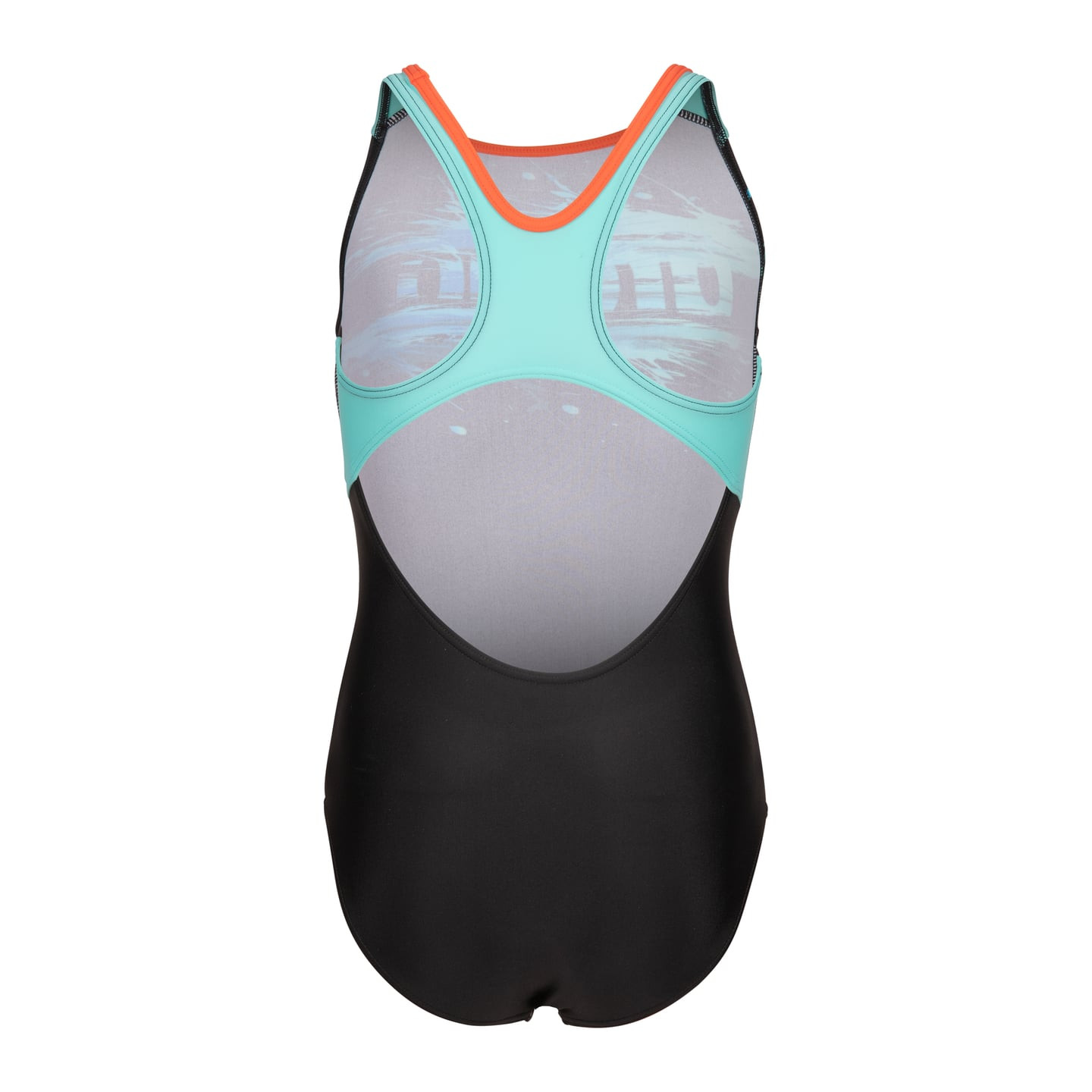 Maillot de bain une pièce ARENA Paint Swim Pro Back pour fille, tons rose et violet, vue de face.