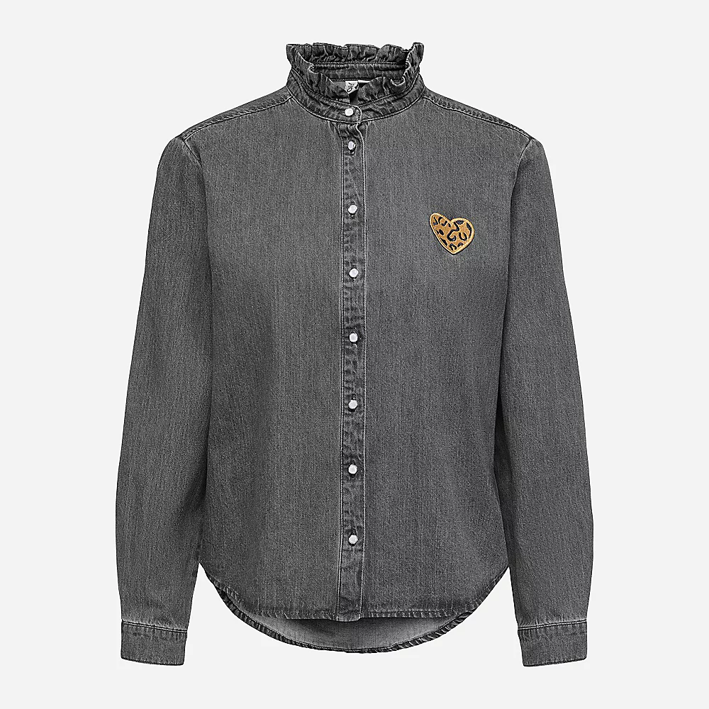 ONLY Chemise En Jean À Manches Longues Volant ONLWENDY L/S Frill Dnm Shirt Femme