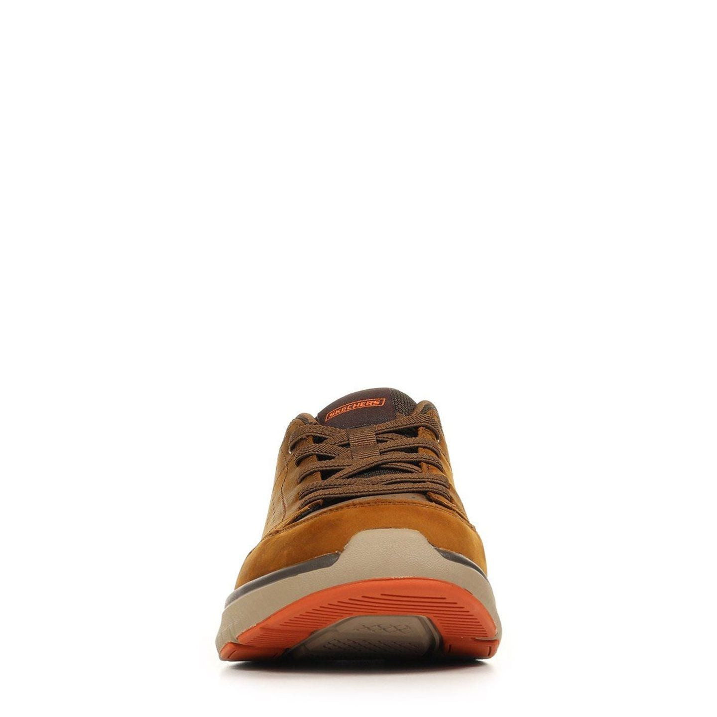 Chaussures Skechers Arch Fit Crosser Felix en cuir marron pour homme, vue de profil.