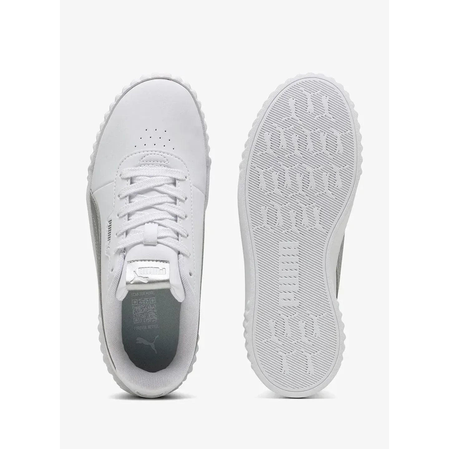 Gros plan sur la semelle des sneakers PUMA Carina 3.0 Metallic Glam : bande de roulement et mousse S