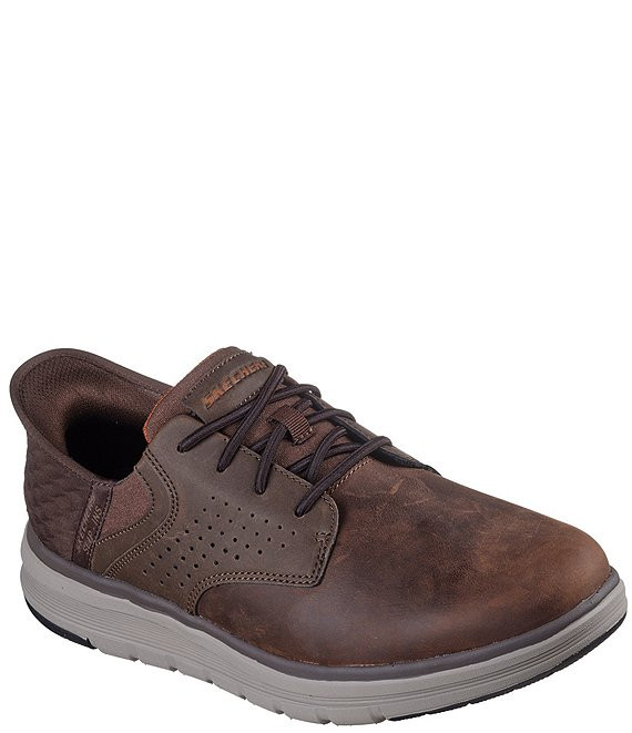 Packshot of Skechers Slip-Ins Orell Yates men's casual sneakers in leather with elastic laces and Ai
