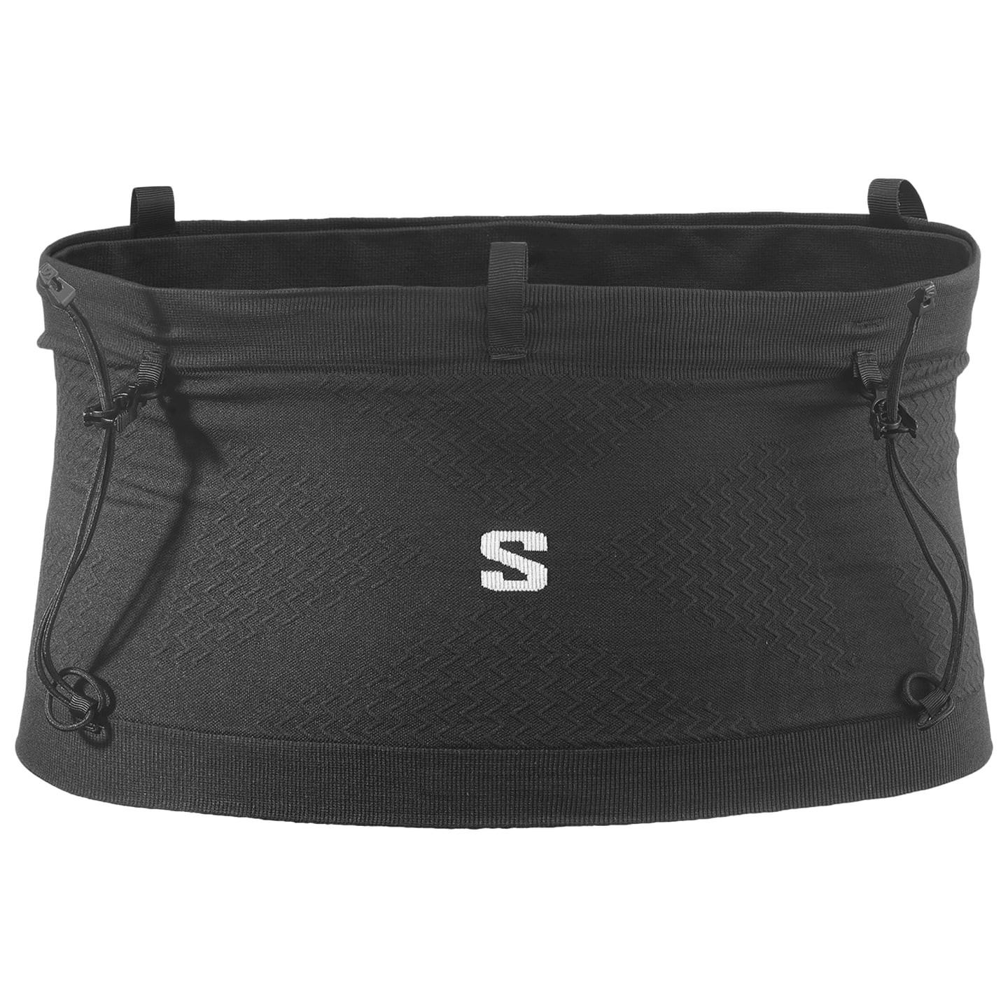 Vue de face de la ceinture Salomon ADV Skin Seamless Belt 2071407, design épuré avec poche zippée et