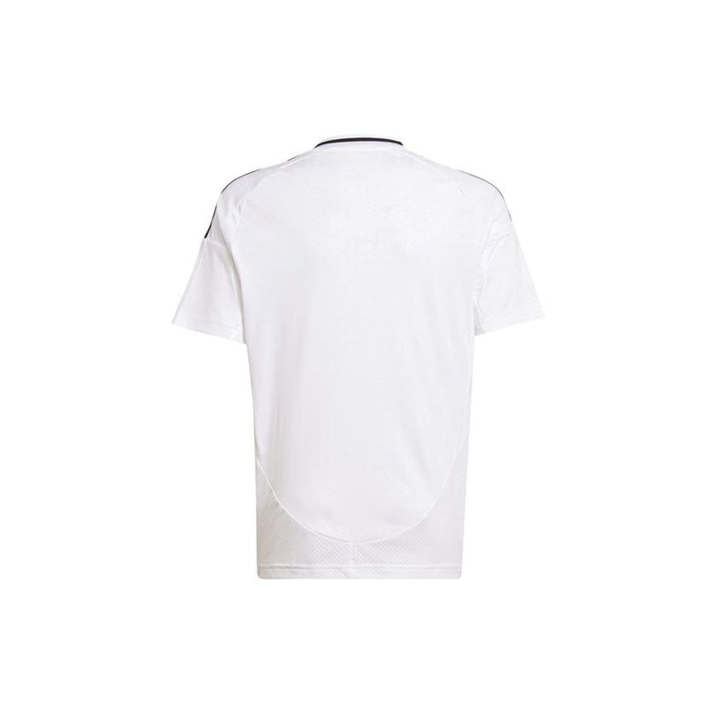 Maillot domicile Real Madrid junior Adidas blanc à motif pied-de-poule, vue de face avec écusson et 