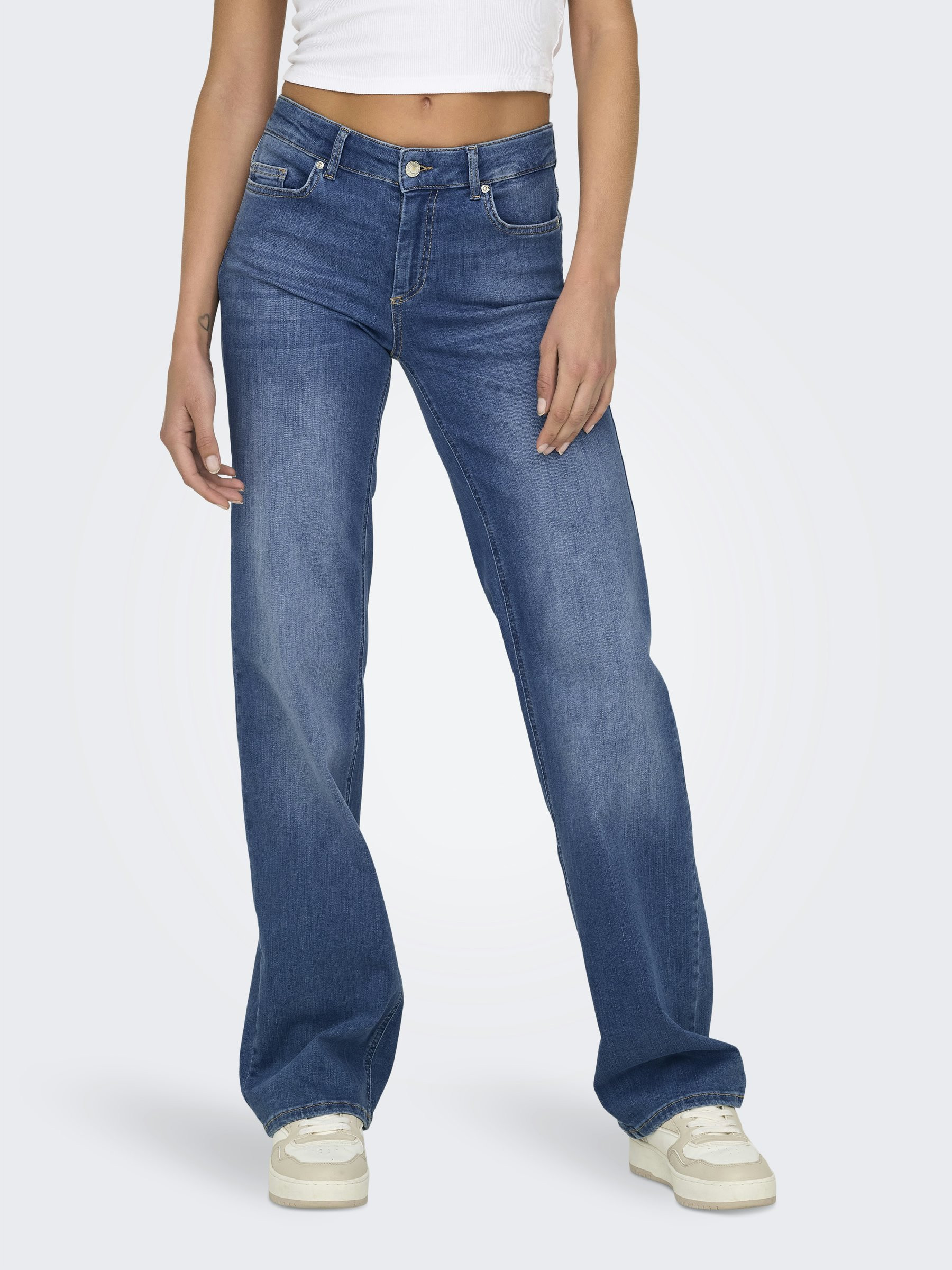 Jean ONLY ONLBLUSH : Coupe droite délavée, confort stretch et 5 poches
