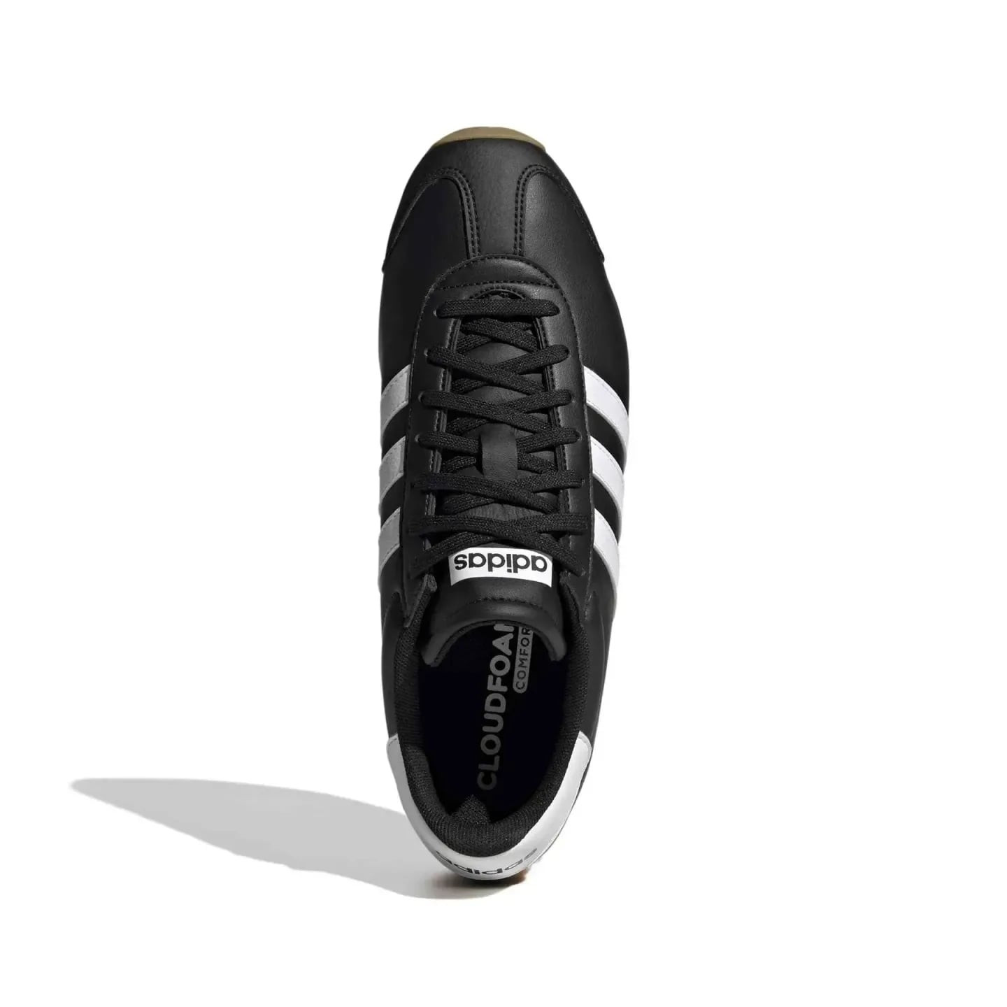 Vue de dessus de la chaussure adidas Runvista noire montrant la semelle intérieure Cloudfoam Comfort