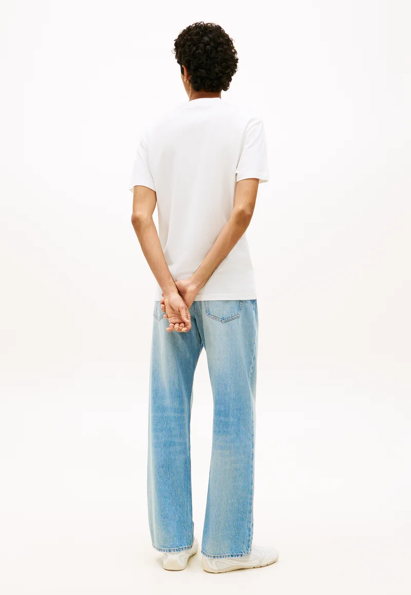 Tommy Jeans T-Shirt Col Rond Logo Linéaire Brodé Coton Homme