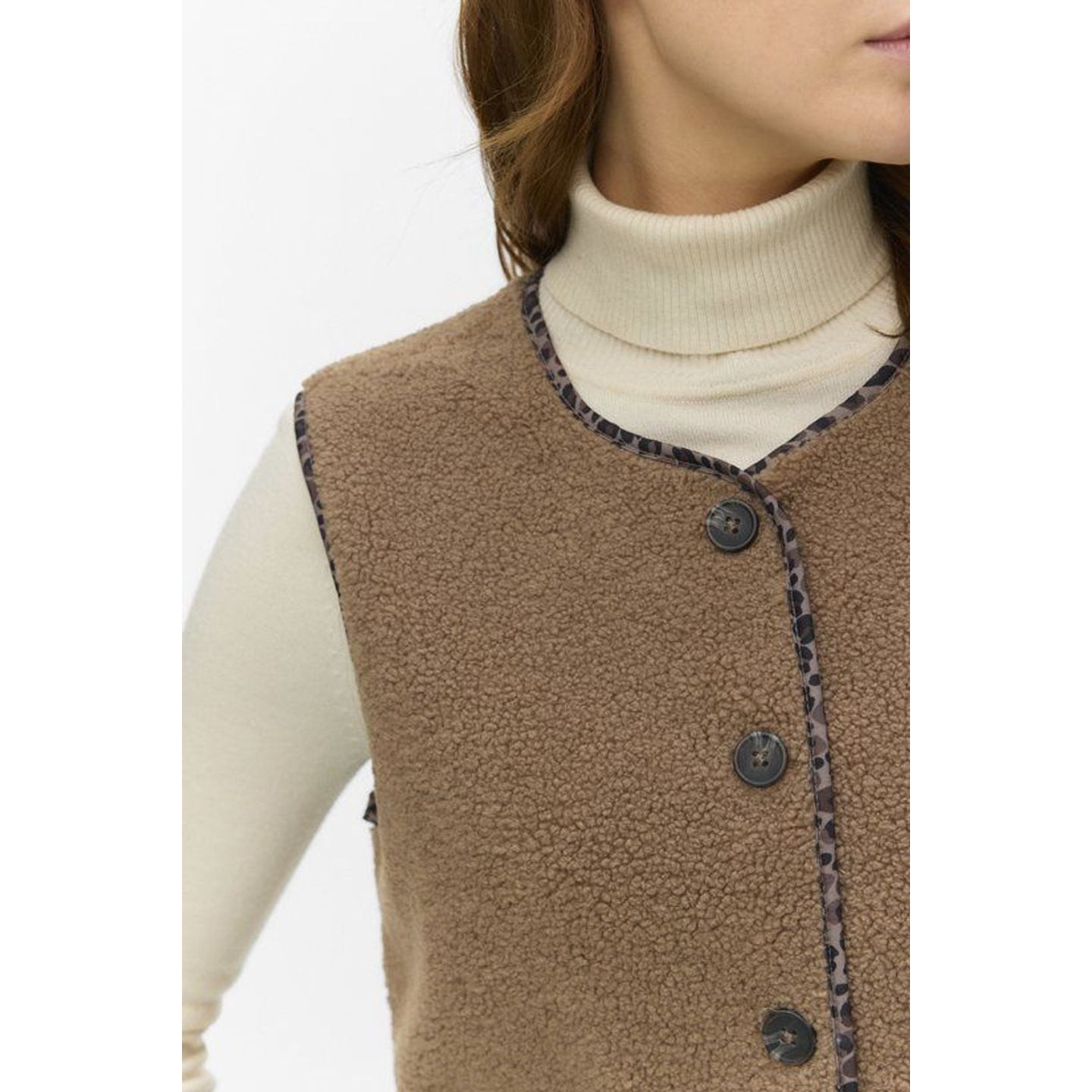 Détail du Vero Moda Gilet Sans Manches En Teddy VMMAYA SL Gilet Jrs Btq Boutons Femme, boutons et do
