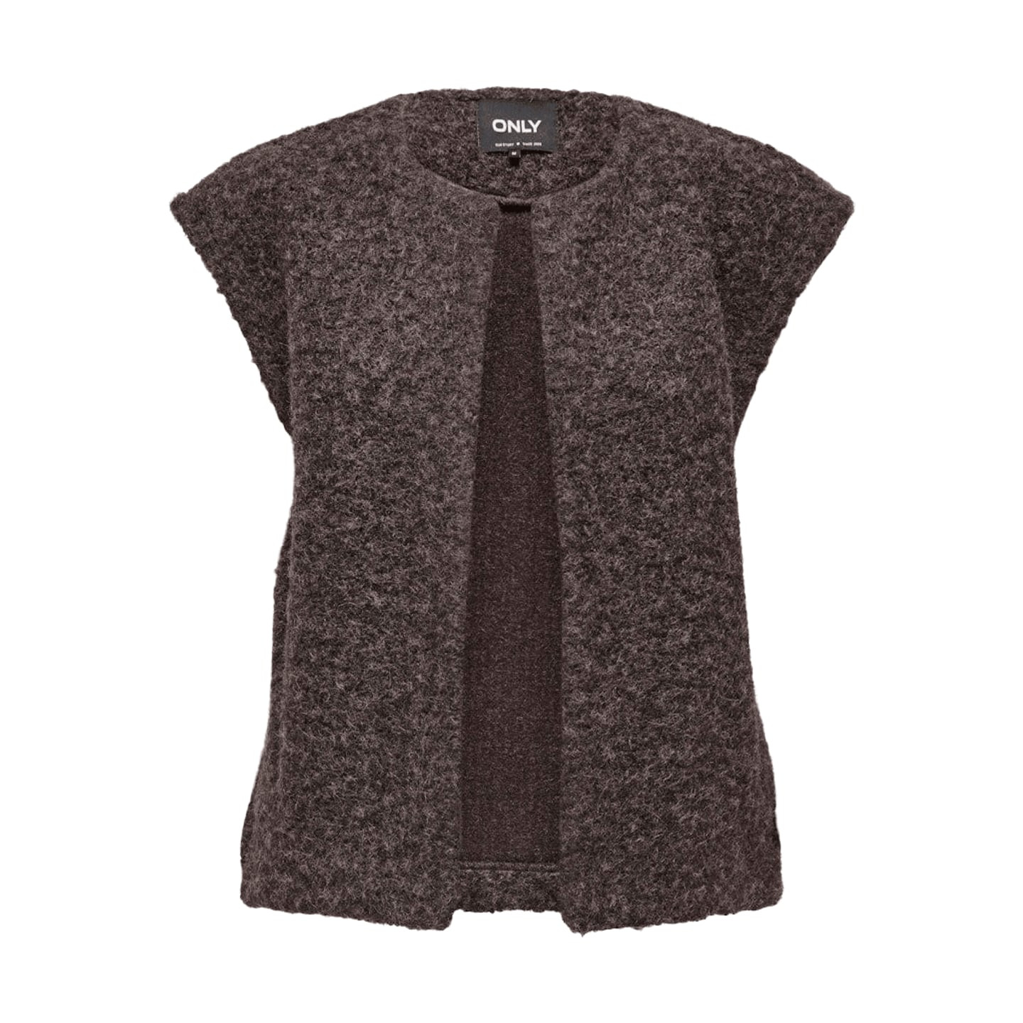 Gilet sans manches ONLY ONLMILA pour femme en Seal Brown mélangé, vue de face, ouverture et maille b