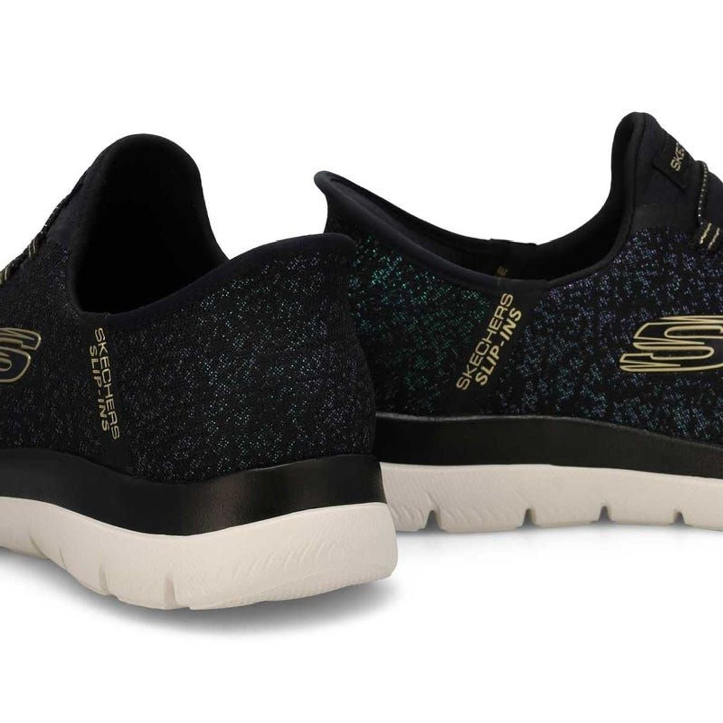 Détail de la Skechers Baskets Slip-On Sans Lacets Summits Lunar Glow Confort Femme : mesh iridescent