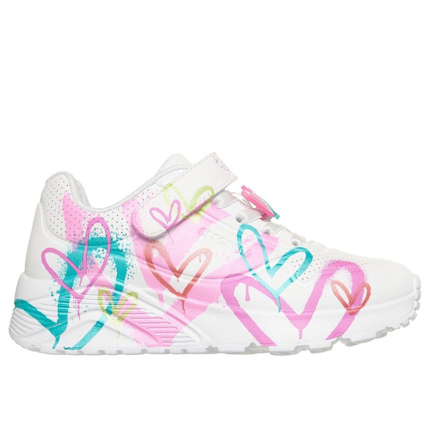Vue packshot de la Skechers Sneaker Basse Enfants Uno Lite Heart Status Collaboration JGoldcrown Fer