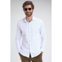 Benson & Cherry Chemise Unie En Jacquard Lavenise Blanche Homme
