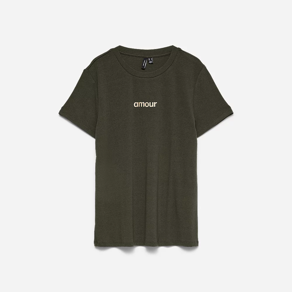 Vero Moda T-Shirt Manches Courtes Vm Mondae Broderie Amour Femme