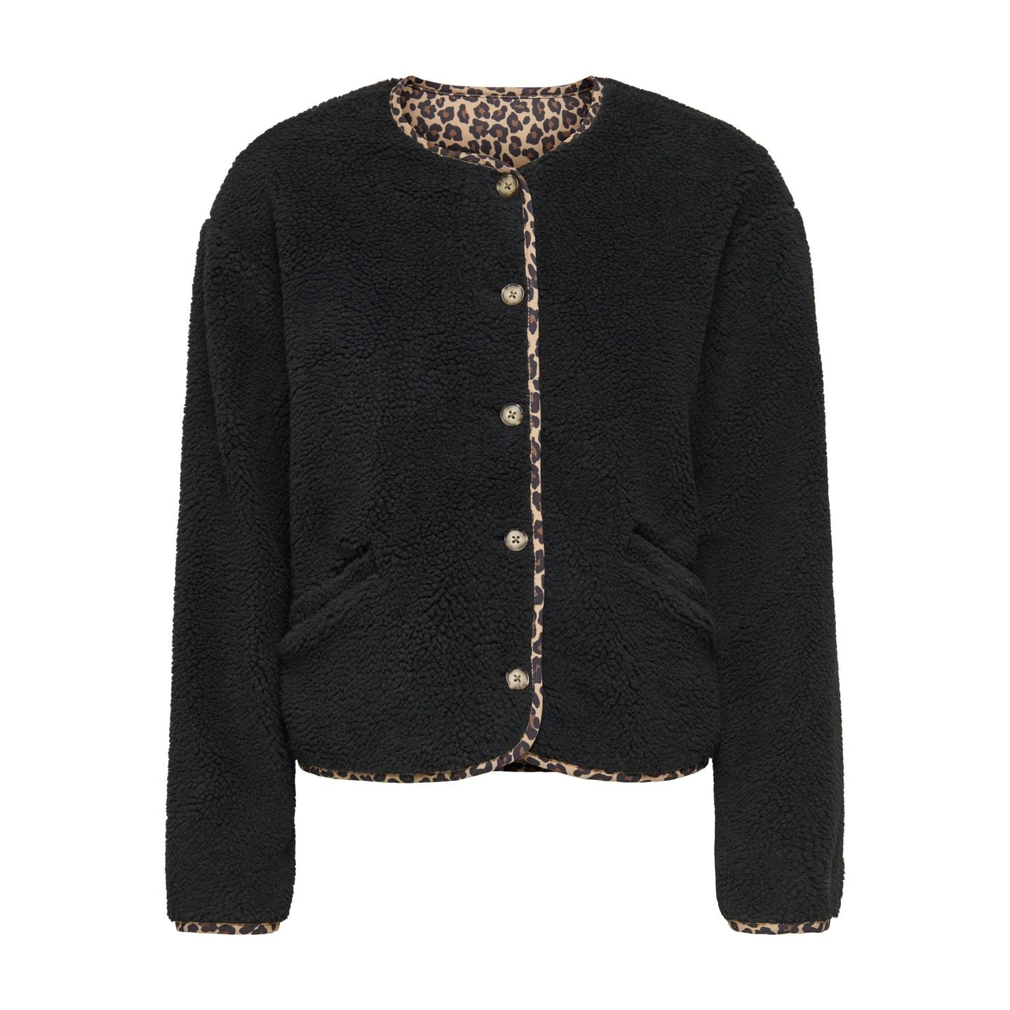 Packshot de la Only Veste Réversible Peluche Teddy Onlbaby Fermeture Boutonnée Femme, douce et bouto