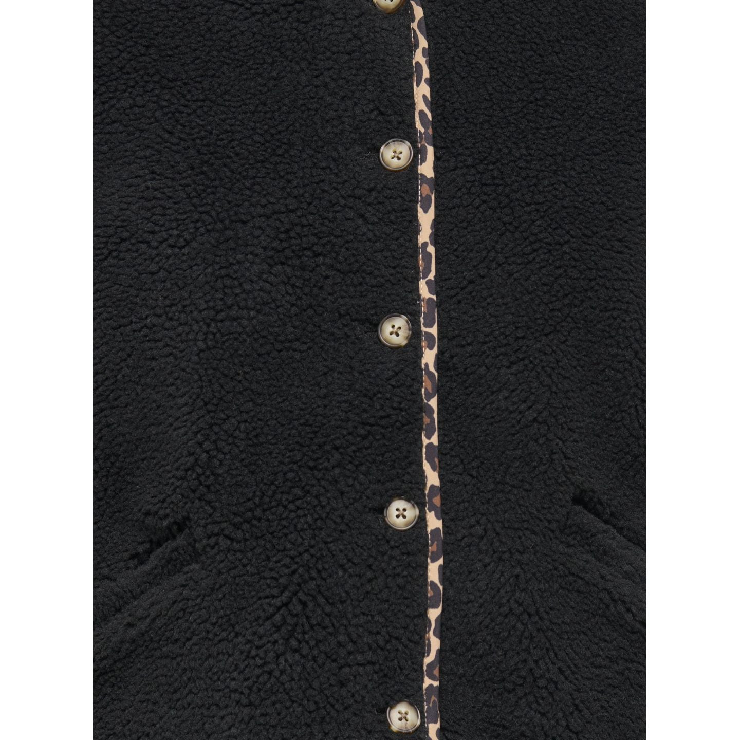 Détail de la veste réversible Only peluche Teddy Onlbaby à fermeture boutonnée femme