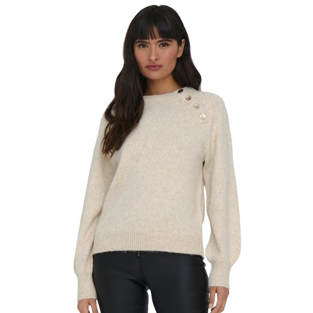 Only Pull En Maille Lemma Life Col Rond Boutonné Femme