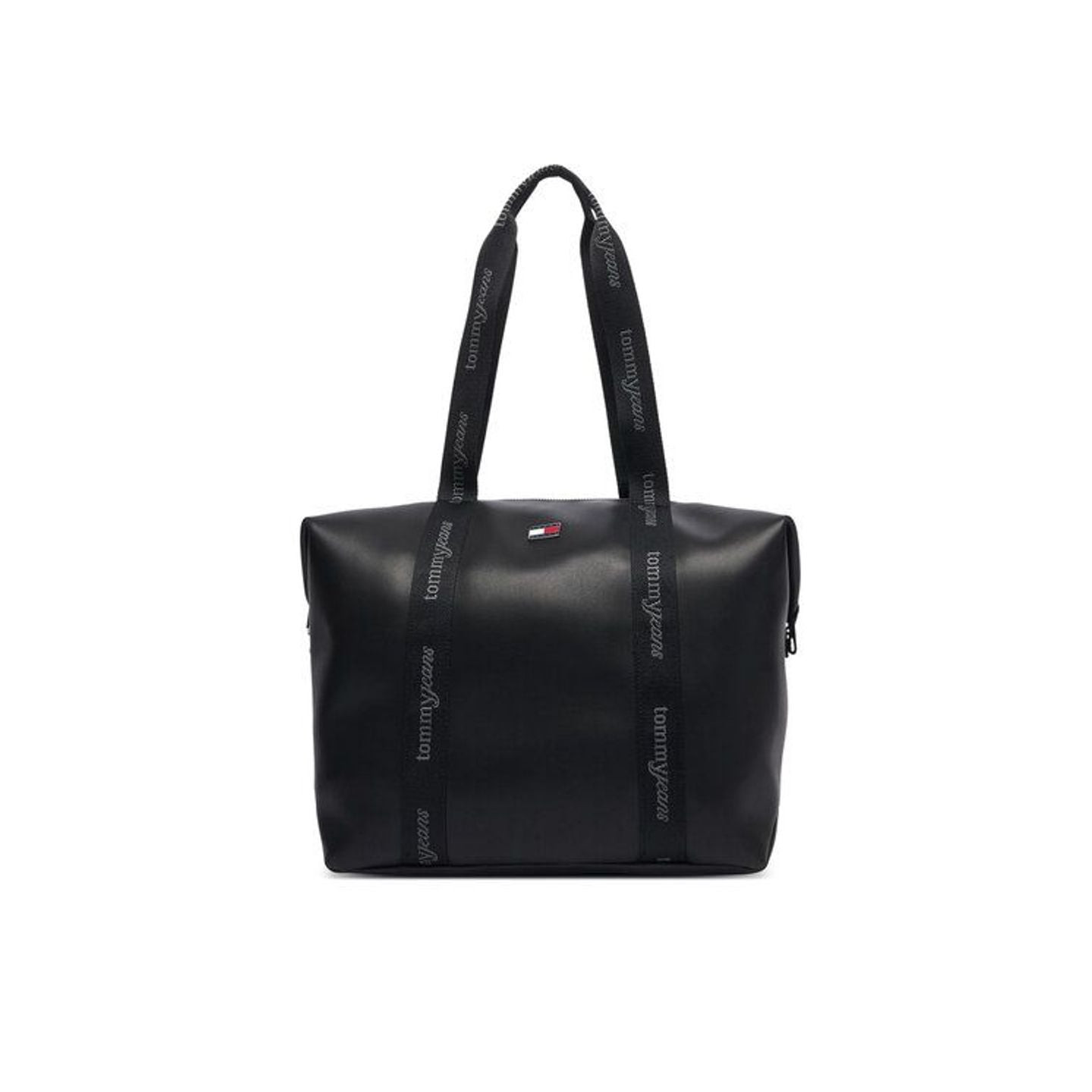 Sac tote Tommy Jeans TJW Daily Elevated noir, vue de face avec anses logo