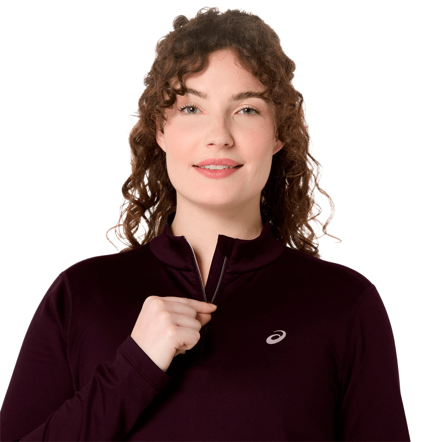Coureuse portant ASICS Haut De Running Manches Longues Core 1/2 Zip Hiver Femme