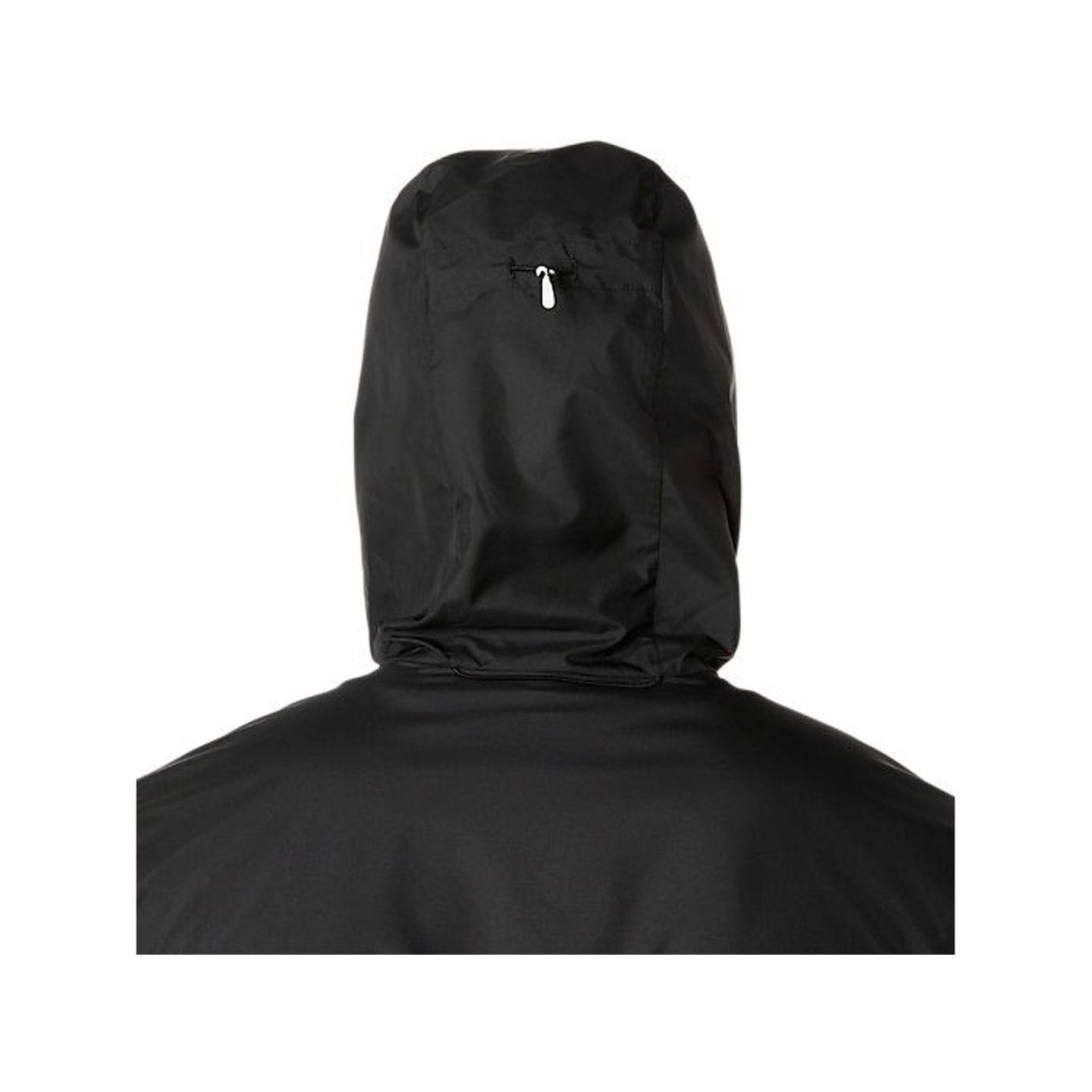 Détail capuche et mesh : Asics Veste De Running Déperlante Icon Jacket Homme.