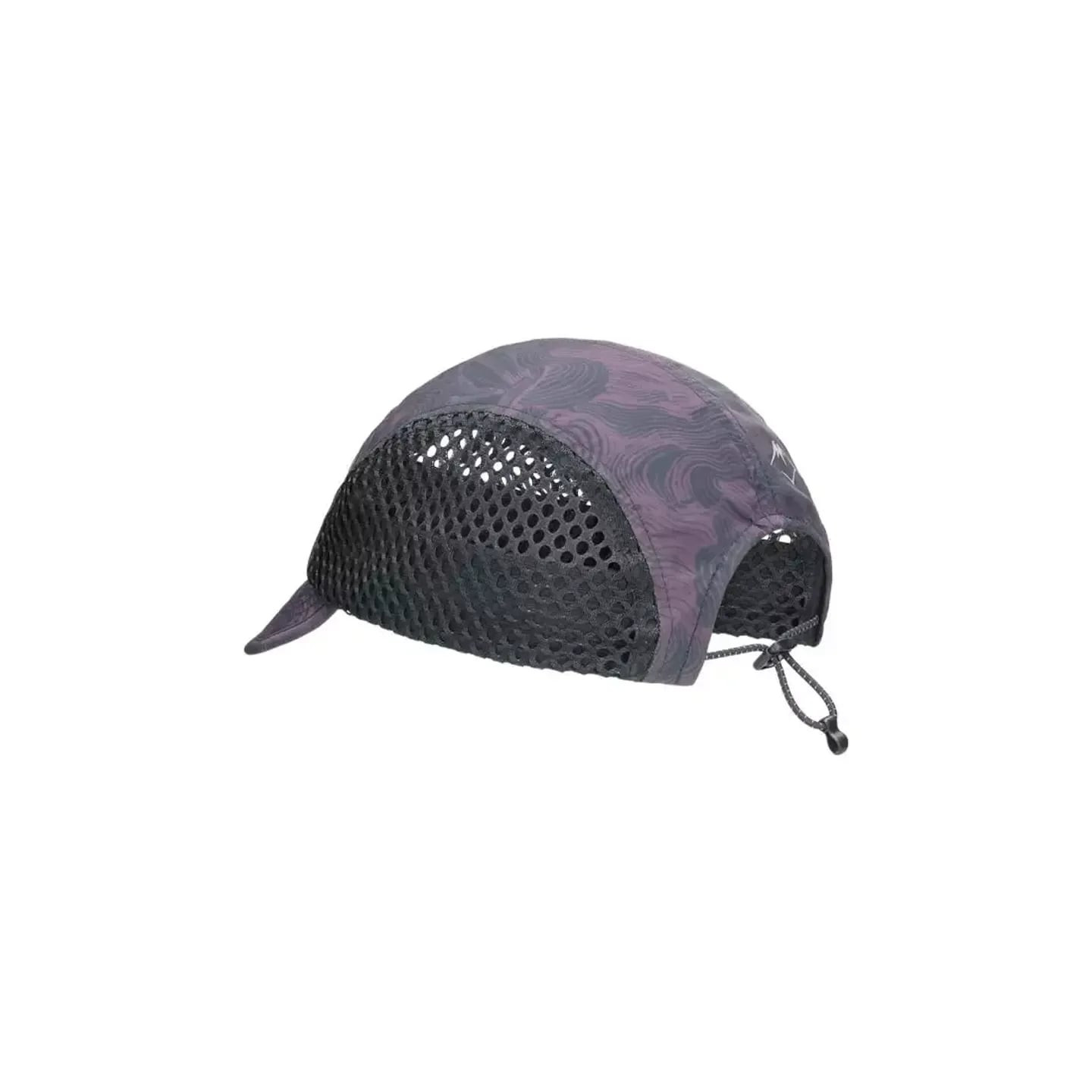 Vue arrière de la casquette ASICS FUJITRAIL GRAPHIC avec panneau en maille noir et cordon de serrage