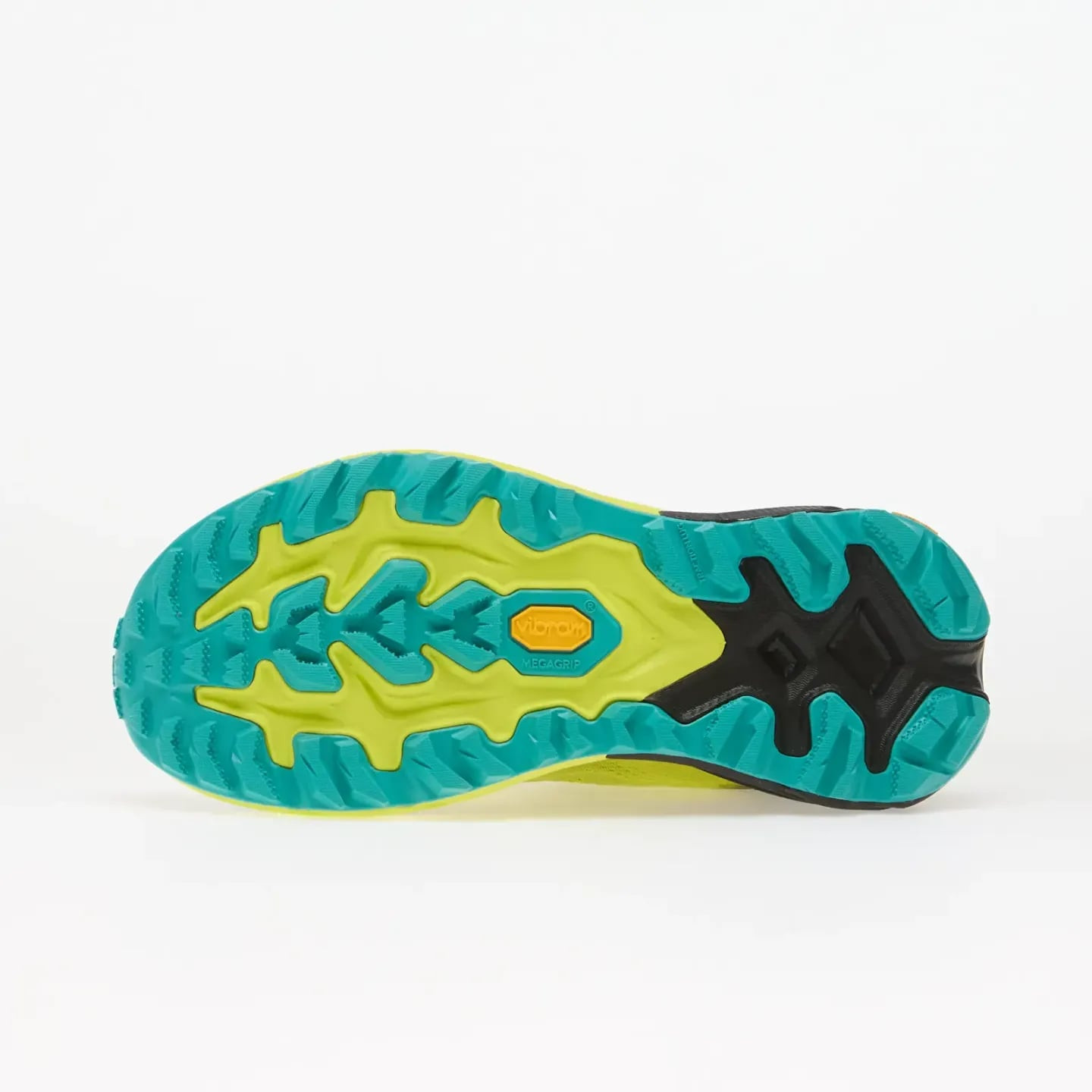 Détail de la chaussure HOKA Mafate 5 homme : semelle Vibram Megagrip et amorti maximal.