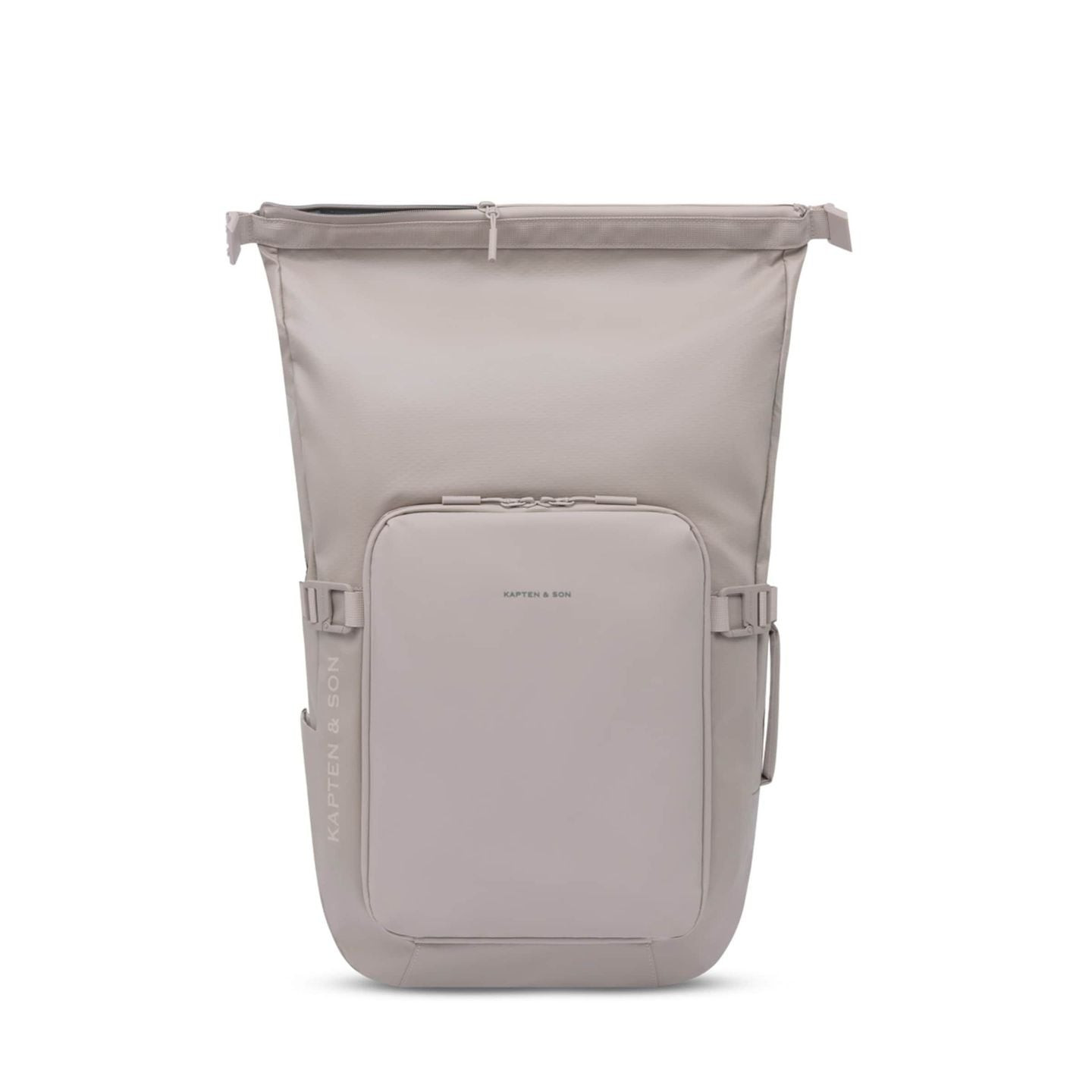 Sac à dos Lisbon Pro Muted Rose rolltop déployé, ouverture supérieure et fermeture zippée