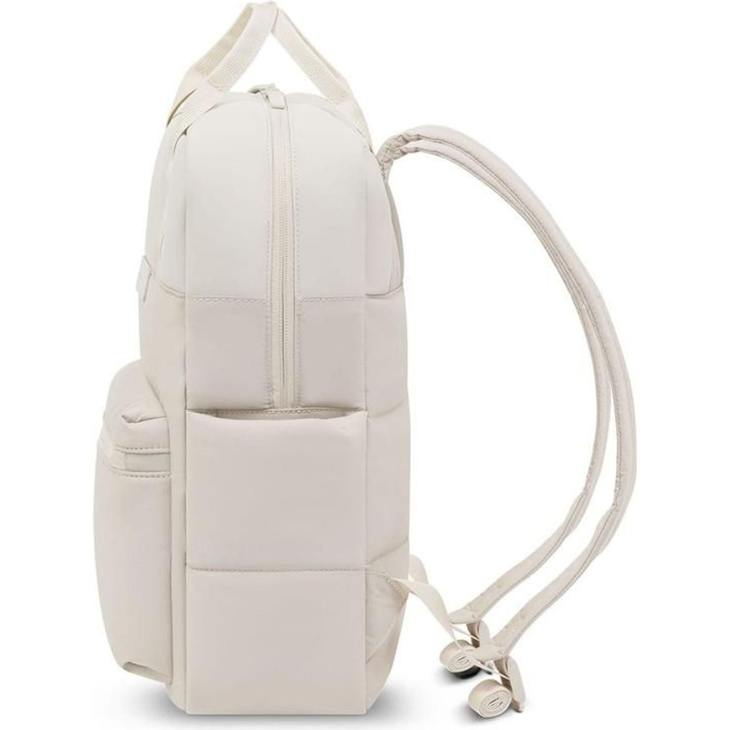 Profil latéral du sac Kapten & Son Bergen Cloud Sandstone, poche latérale, fermeture éclair et brete