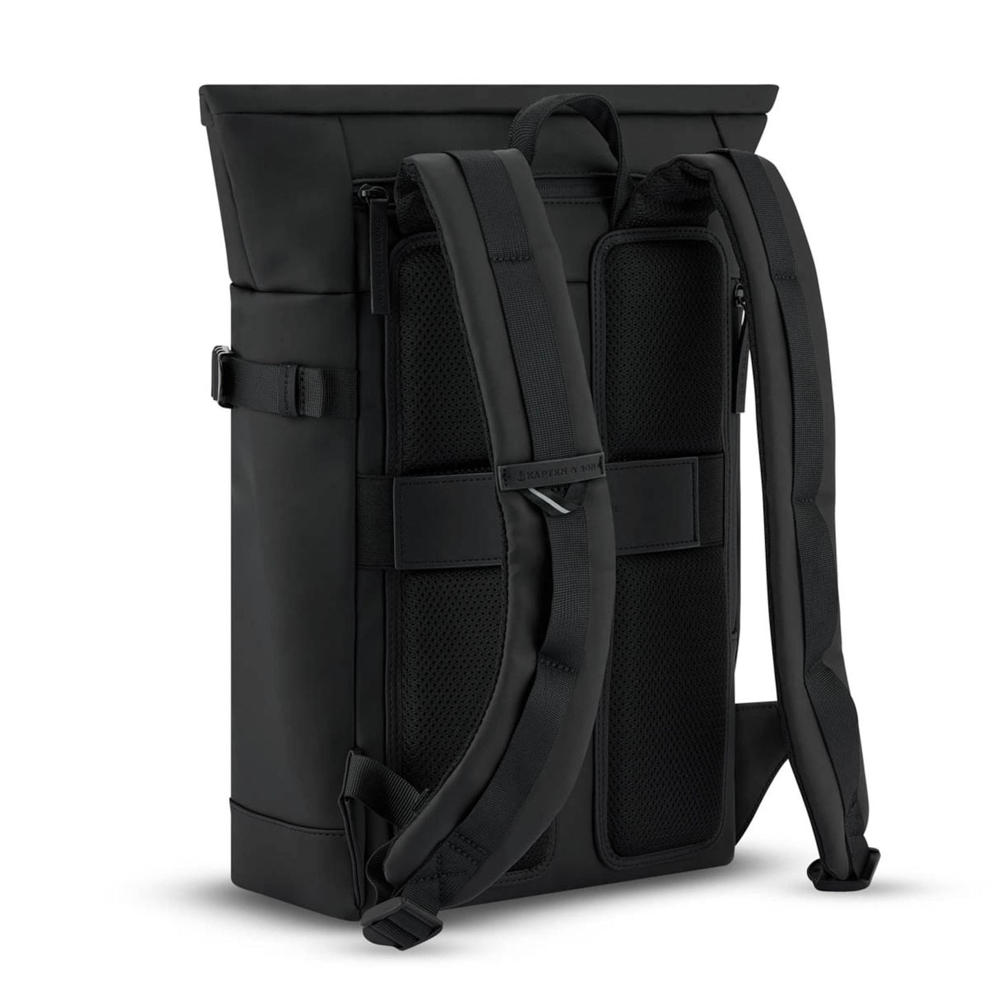 Vue arrière du sac à dos Kapten & Son Helsinki All Black avec bretelles rembourrées et dos en mesh r